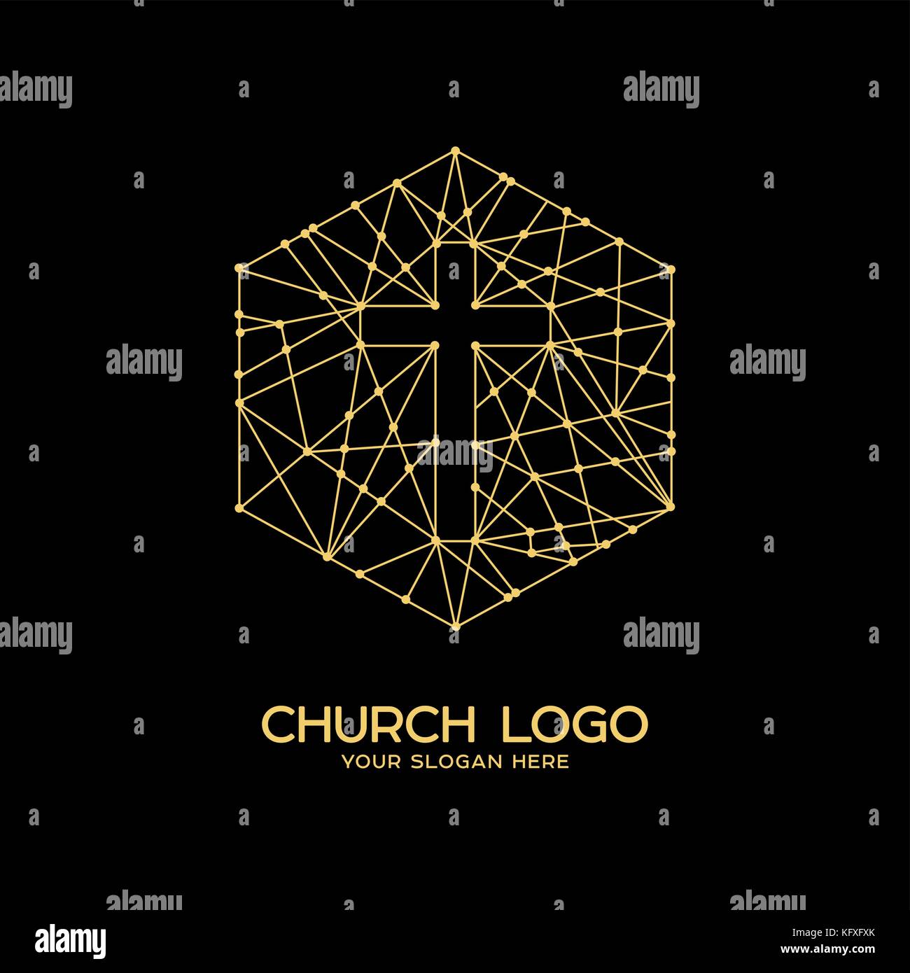 Kirche Logo. christliche Symbole. Das Kreuz des Erlösers, und dem Herrn Jesus Christus Stock Vektor