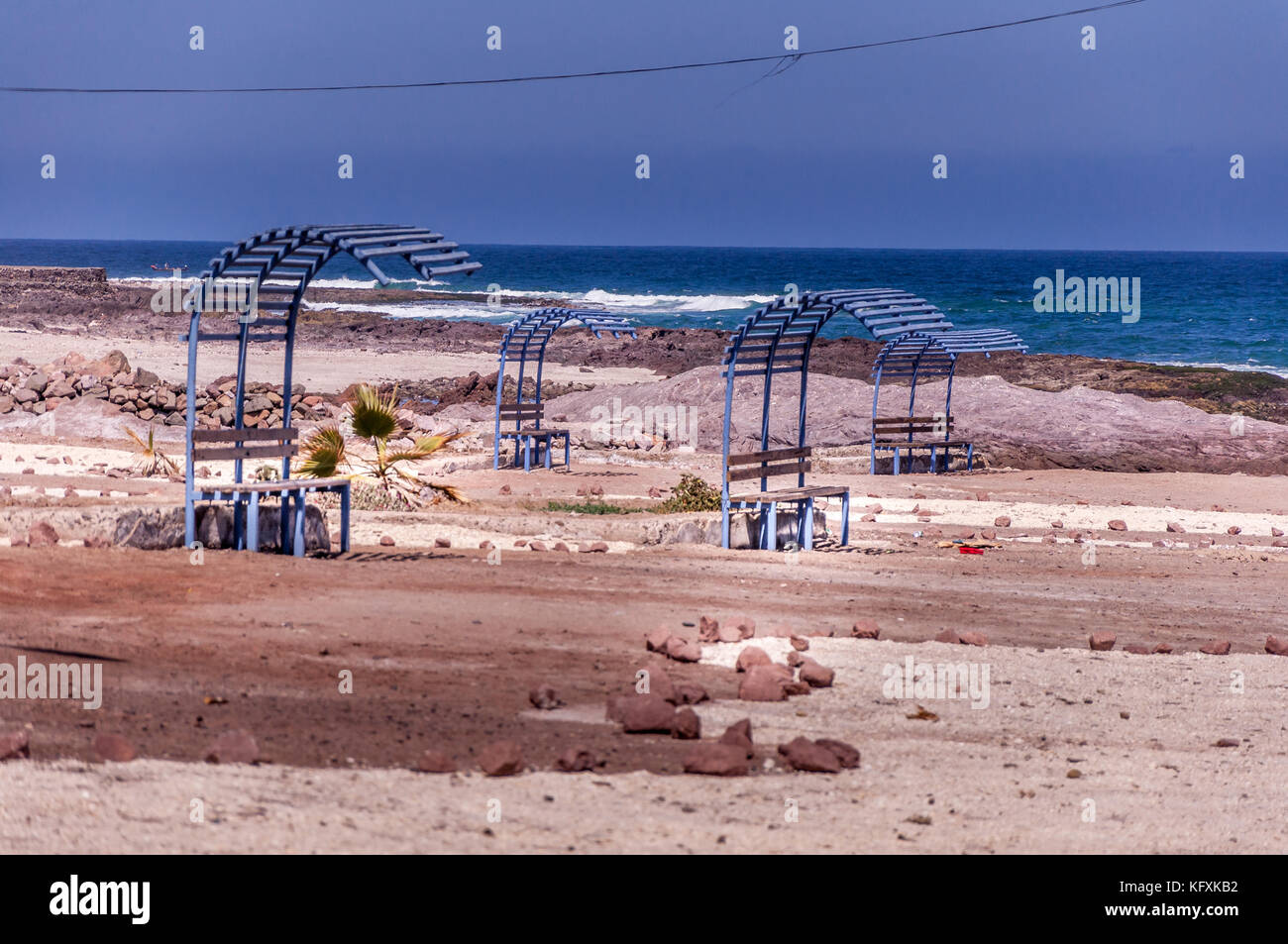 Long Shot eine Bushaltestelle in der Nähe von Antofagasta in Chile Stockfoto