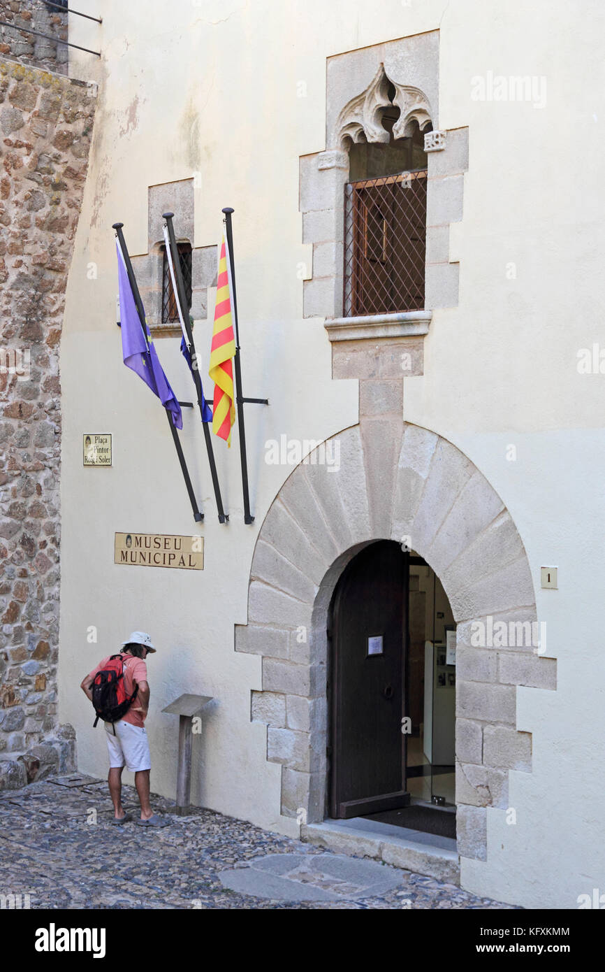 Eingang zum Museu Municipal, Stadtmuseum, Tossa de Mar, Spanien Stockfoto