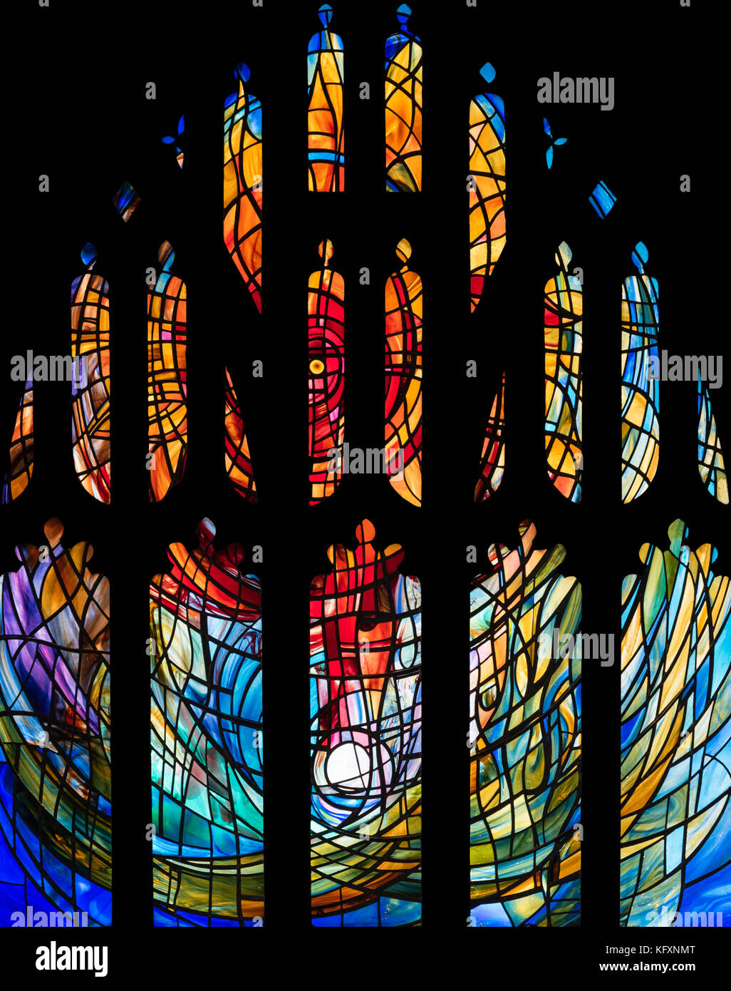 Die Heilung Fenster der Kathedrale von Manchester, Vereinigtes Königreich Stockfoto
