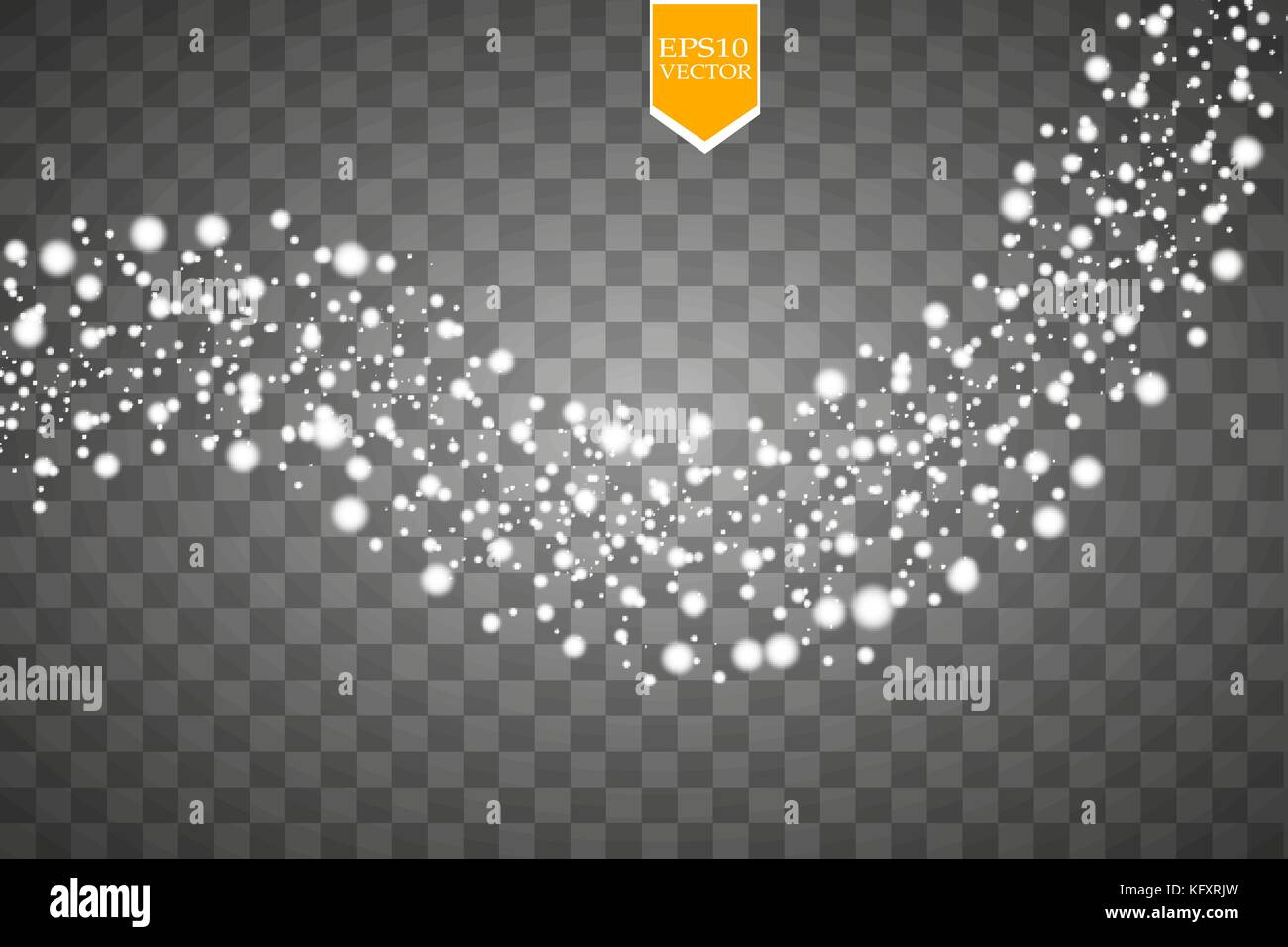 Vektor fallenden Schnee Effekt auf transparentem Hintergrund isoliert mit unscharfen Bokeh. Eps 10. Stock Vektor