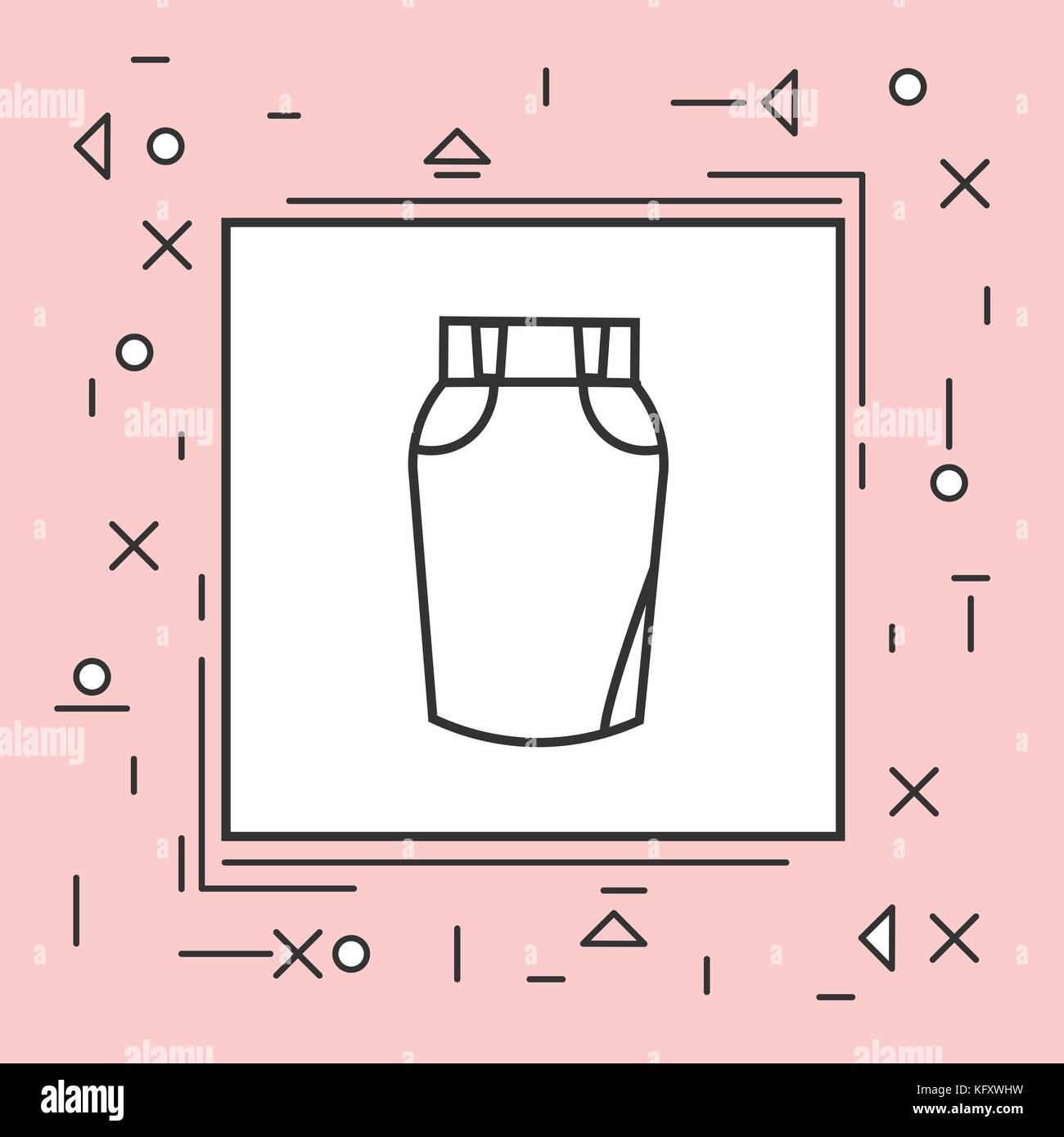 Rock Ikone thin line in rosa Rahmen Stock Vektor