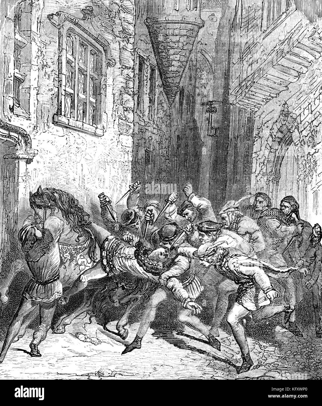 Der Überfall auf den hl. Franz Borgia, 1510-1572, dritter Generaloberer der Gesellschaft Jesu Stockfoto