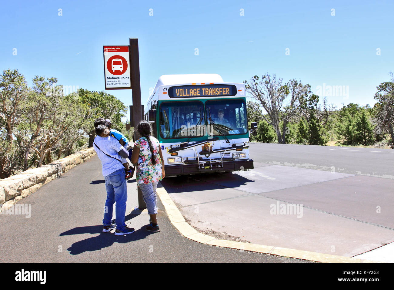 Grand Canyon National Park Tour Bus stop Arizona USA Stockfoto