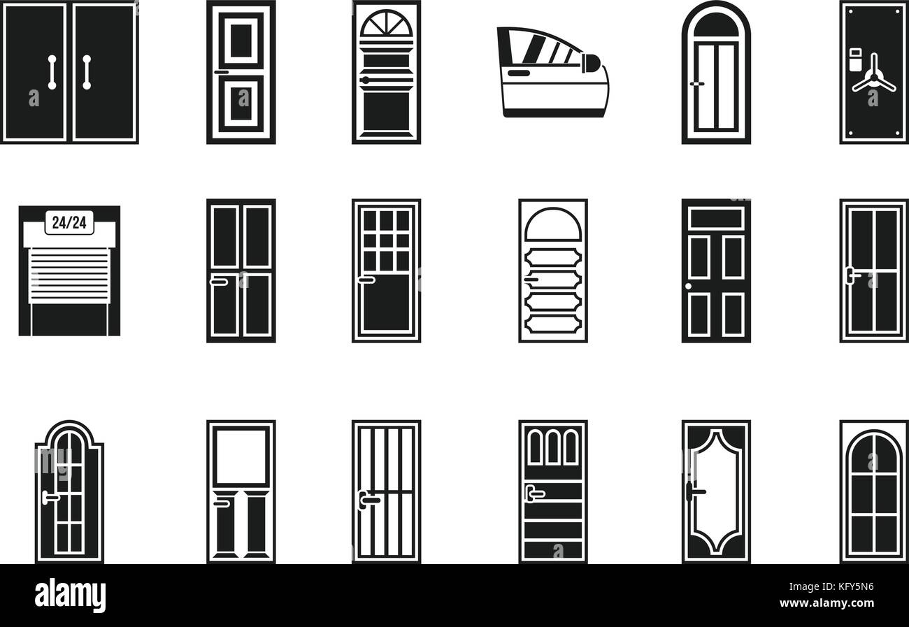 Tür Icon Set, einfachen Stil Stock Vektor