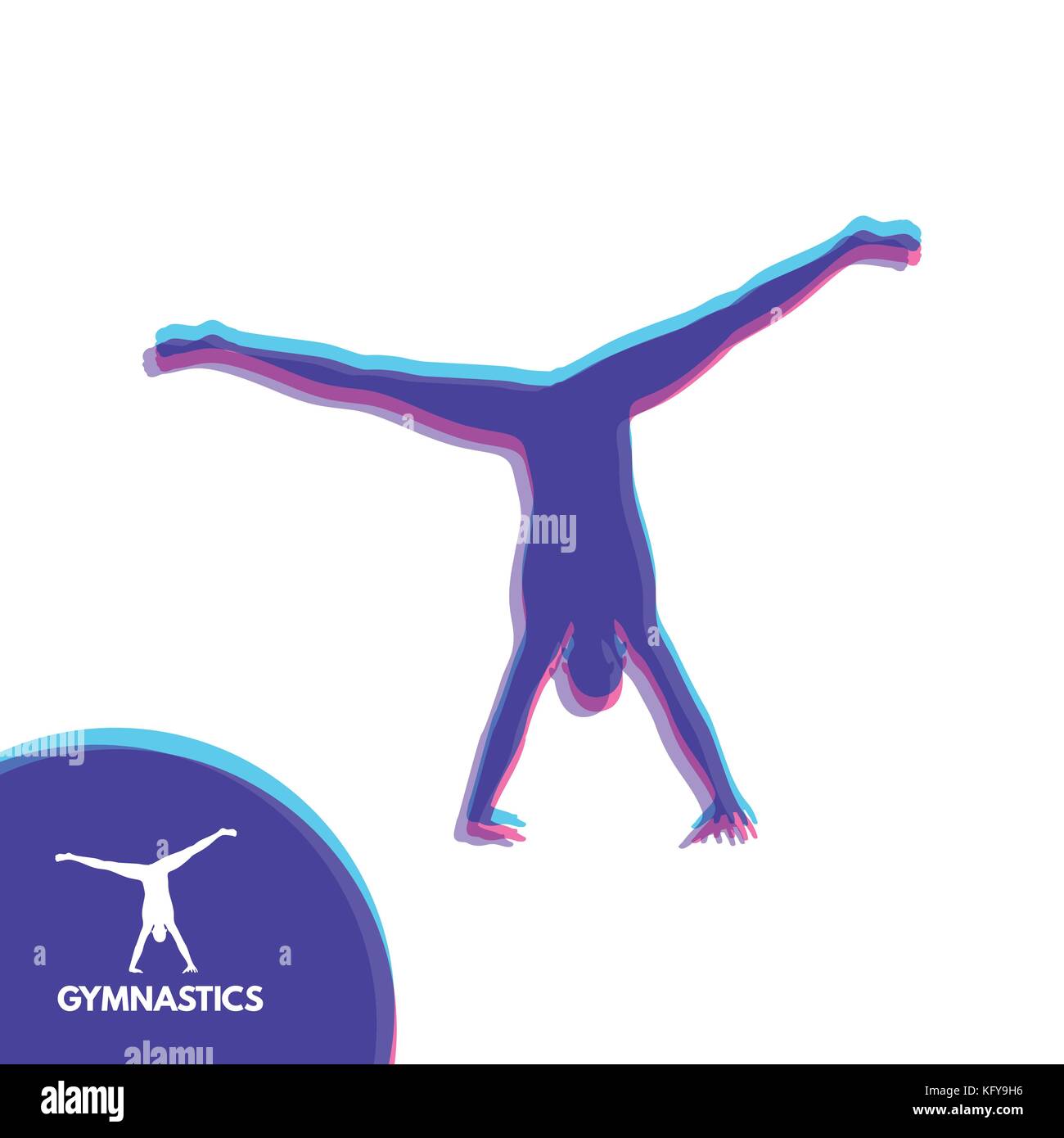 Gymnast. Silhouette einer Tänzerin. Gymnastik Aktivitäten für Icon Health und Fitness Community sport Symbol. Vector Illustration. Stock Vektor