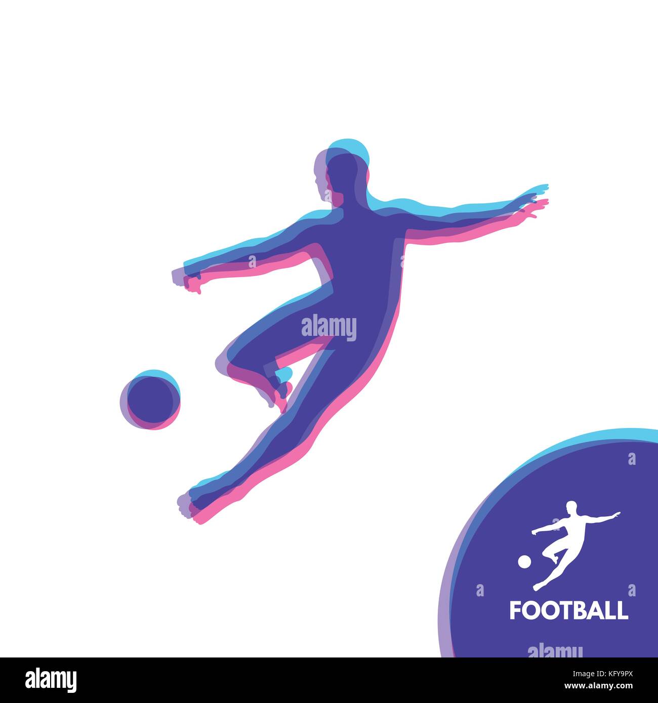 Fußballspieler mit Ball Sport Konzept. design Element. Vector Illustration. sport-Symbol. Stock Vektor