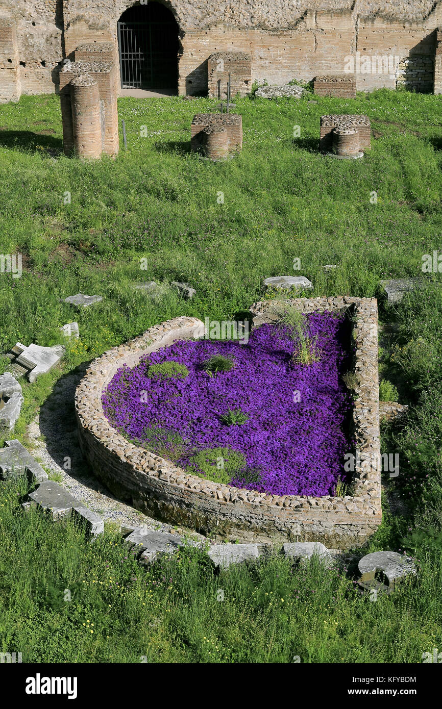 Ruinen Antiquitaten Antiquite Empire Romain Colline Du Palatin Monte Palatino Palatinum Le Stadio De La Domus Augustana Rom Italie Stockfotografie Alamy