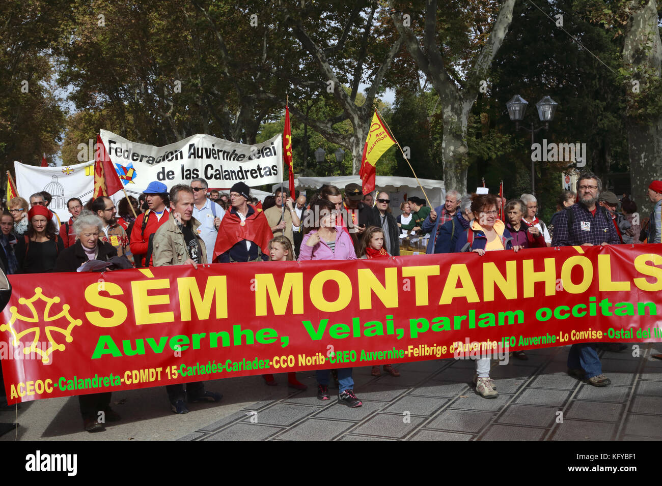 Demonstration zur Verteidigung der Sprache Okzitanisch in Montpellier, Okzitanien Frankreich Stockfoto