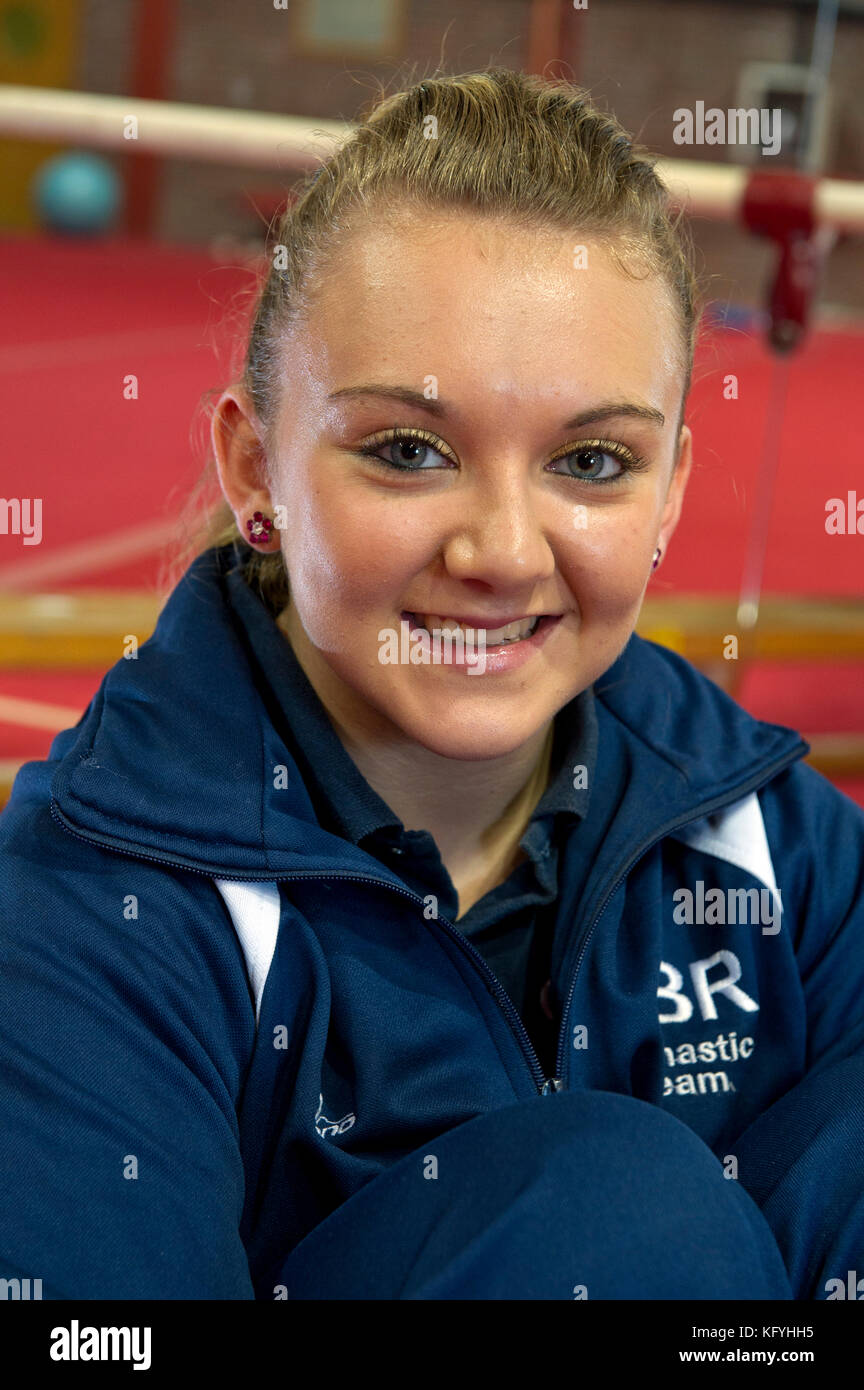 Welsh olympischer Gymnast, Jessica Hogg. Stockfoto