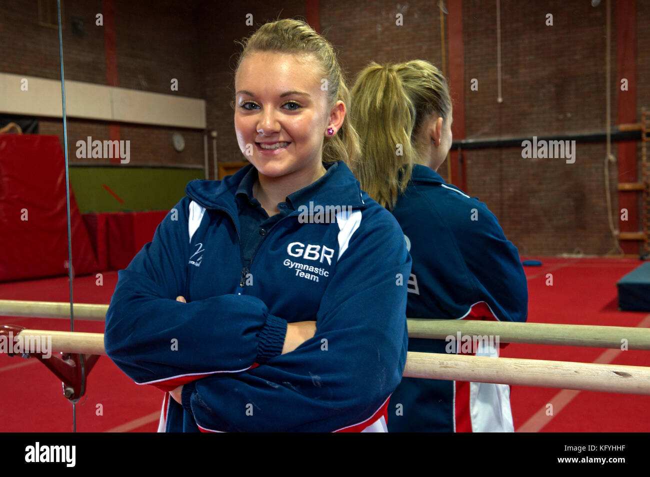 Welsh olympischer Gymnast, Jessica Hogg. Stockfoto