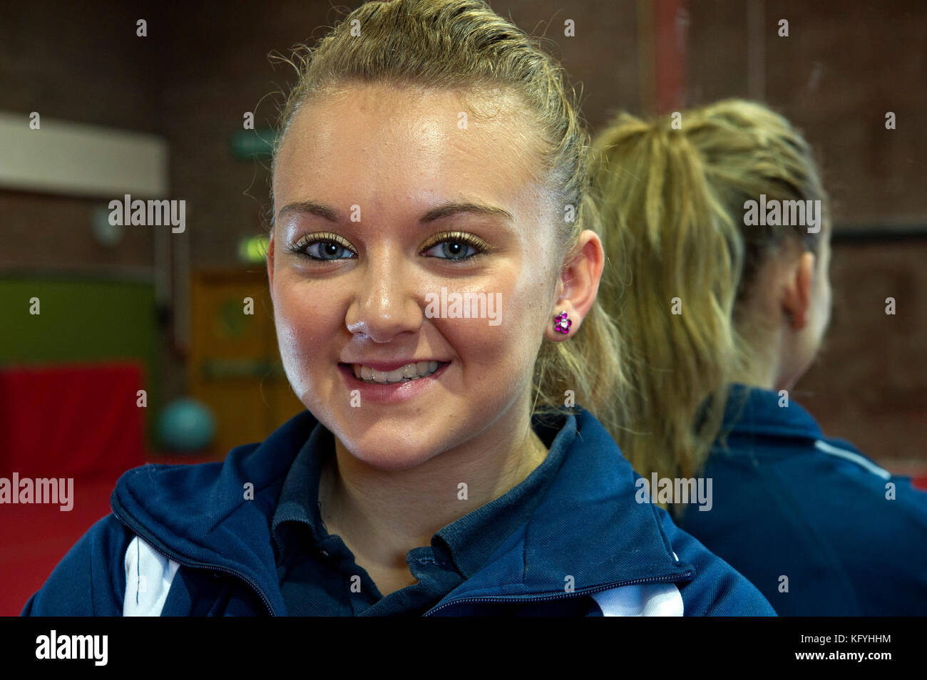 Welsh olympischer Gymnast, Jessica Hogg. Stockfoto