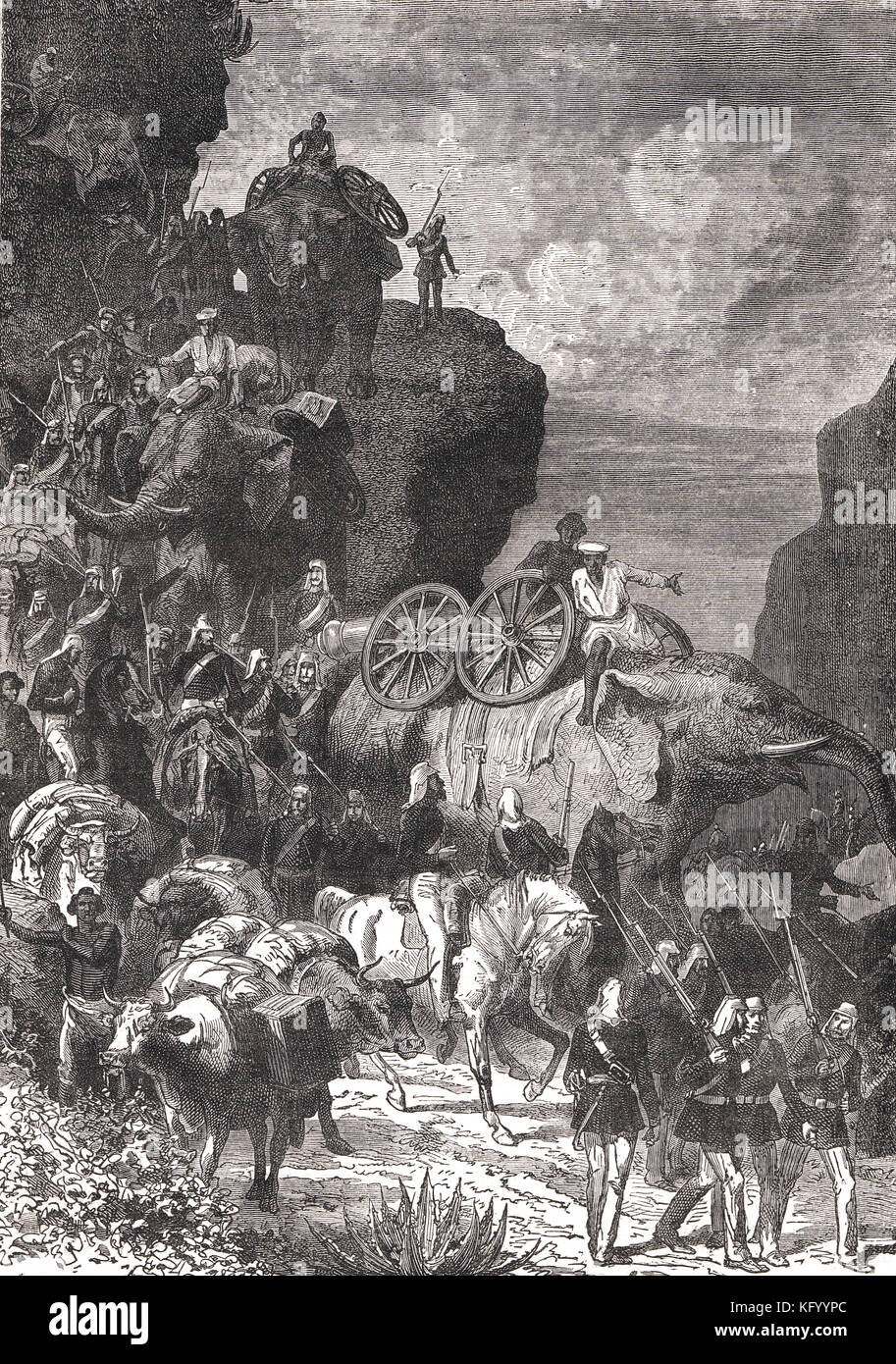 Englische Armee auf dem marsch, Britische Expedition nach Abessinien, 1867-1868 Stockfoto