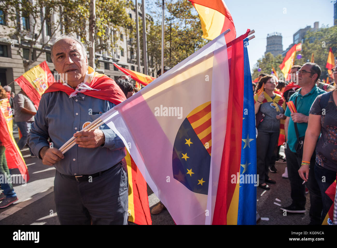 Protest gegen Menschen in Barcelona, Spanisch, Espana, Spanien, Katalonien Stockfoto