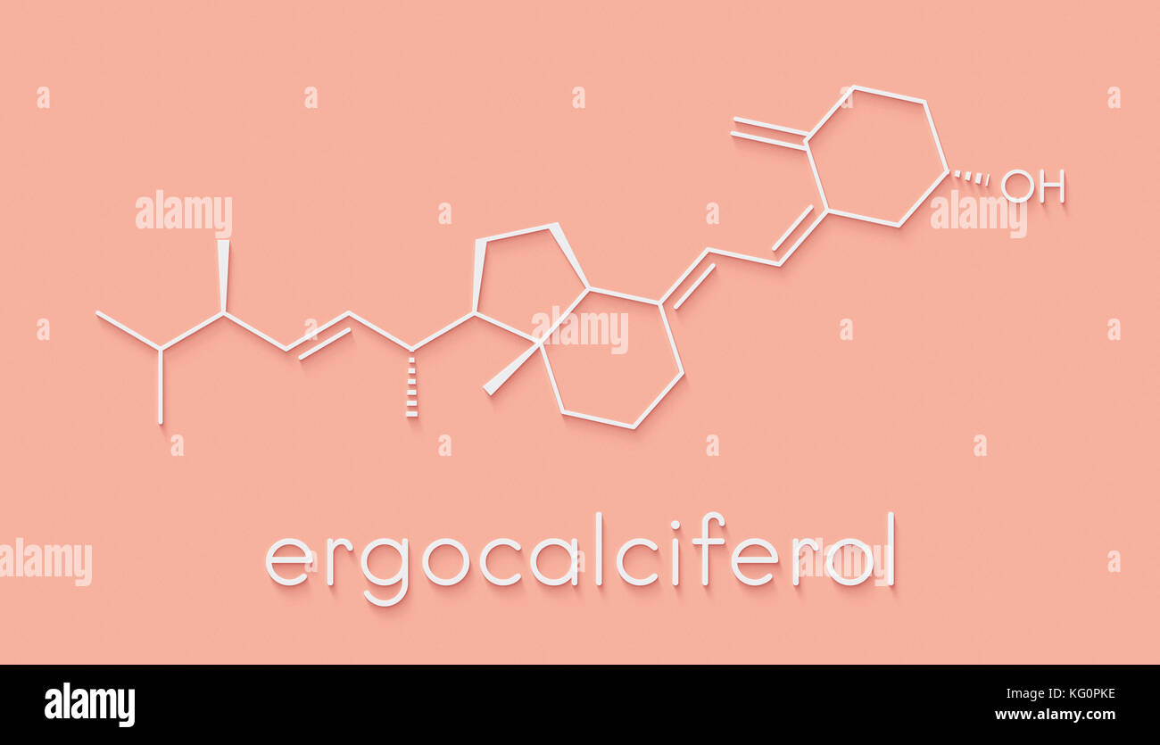 Ergocalciferol (Vitamin D2) Molekül. Skelettmuskulatur Formel. Stockfoto