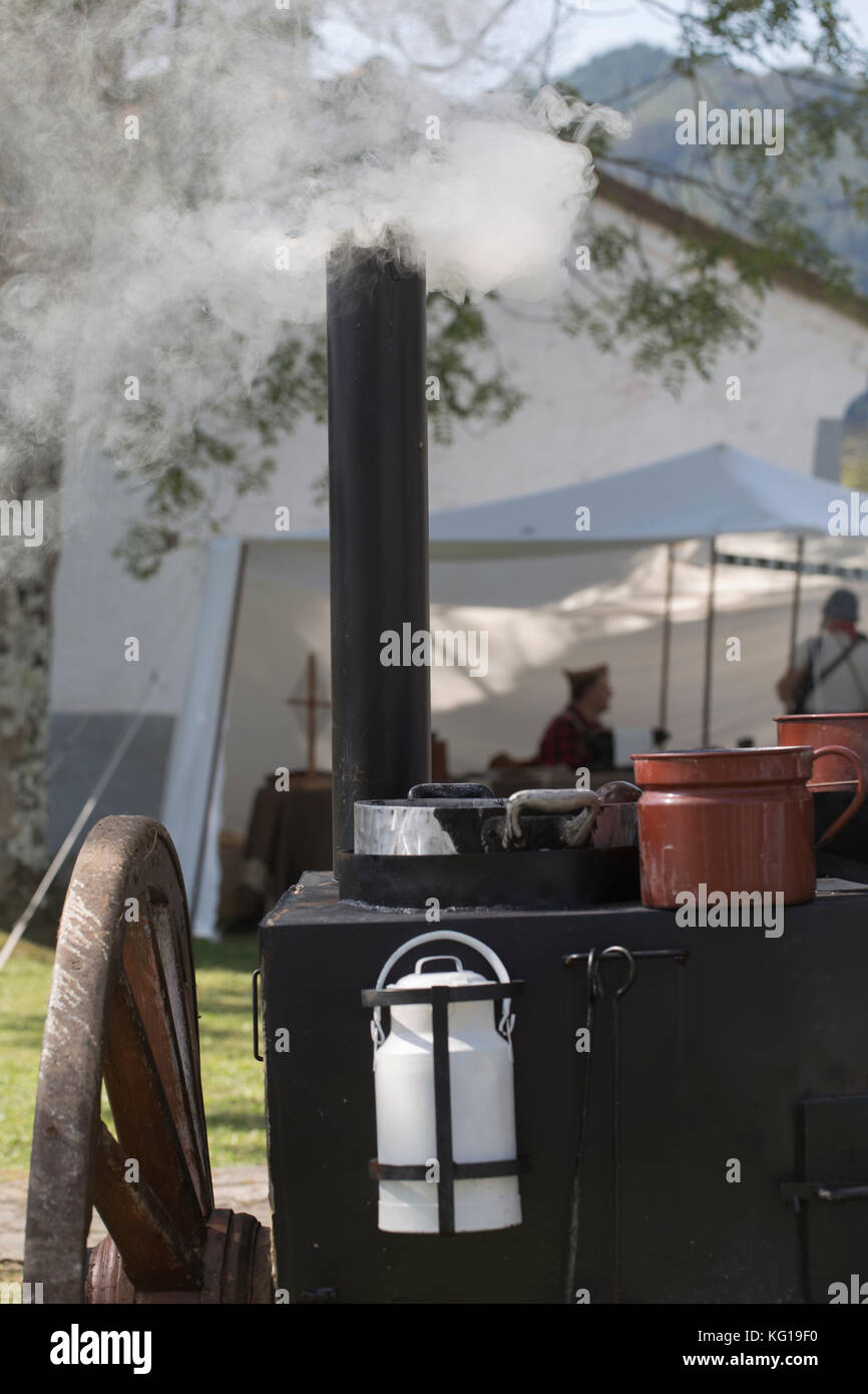 Vintage-Außenküche, historische Nachstellung Stockfoto