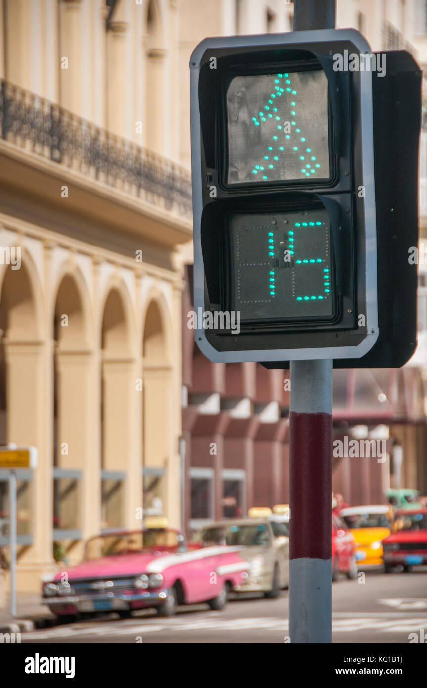 Kubanische Fußgängerüberweg Timeout Zeichen, Havanna, Kuba Stockfoto