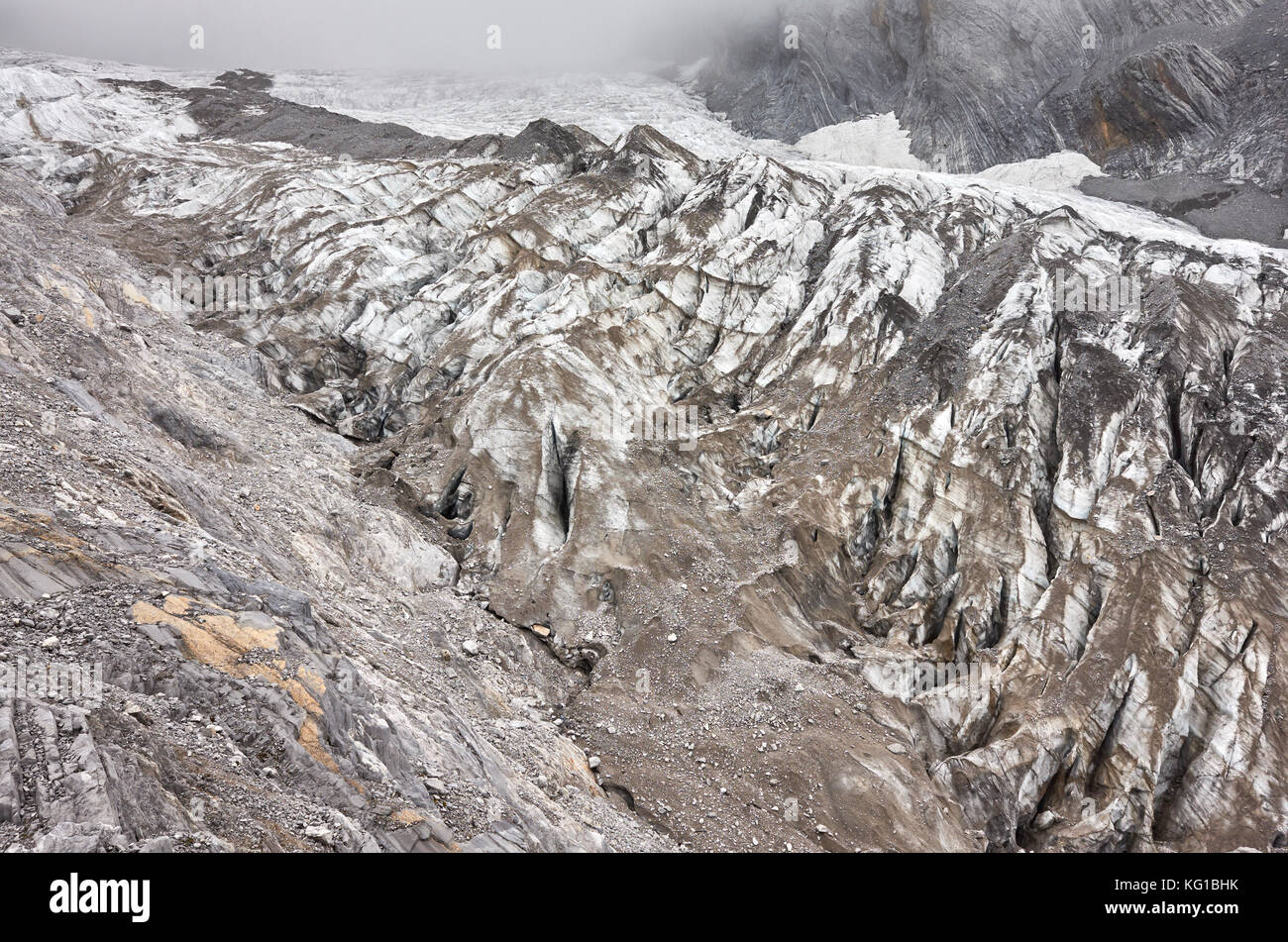 Gletscher von Jade Dragon Snow Mountain Range, China. Stockfoto