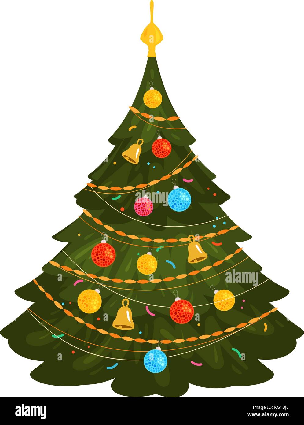Weihnachtsbaum. Weihnachtskonzept oder -Symbol. Illustration des Zeichentrickvektors Stock Vektor