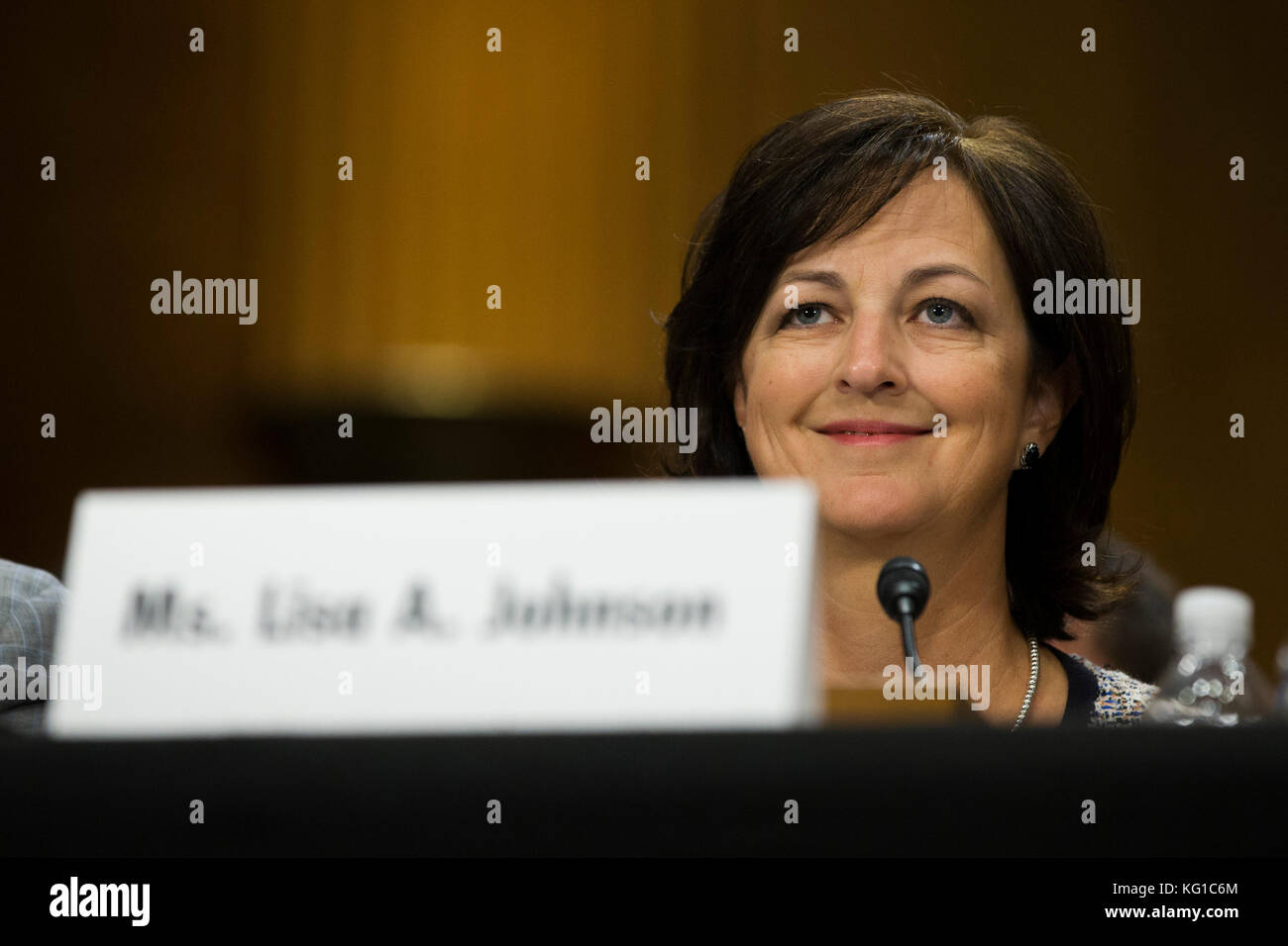 Washington, USA. November 2017. Lisa A. Johnson aus Washington während ihrer Bestätigungsverhandlung als Botschafterin der Vereinigten Staaten in Namibia vor dem Außenministerium des US-Senats am Capitol Hill in Washington DC am 1. November 2017. Credit: Alex Edelman/CNP - KEIN KABELSERVICE · Credit: Alex Edelman/Consolidated/dpa/Alamy Live News Stockfoto