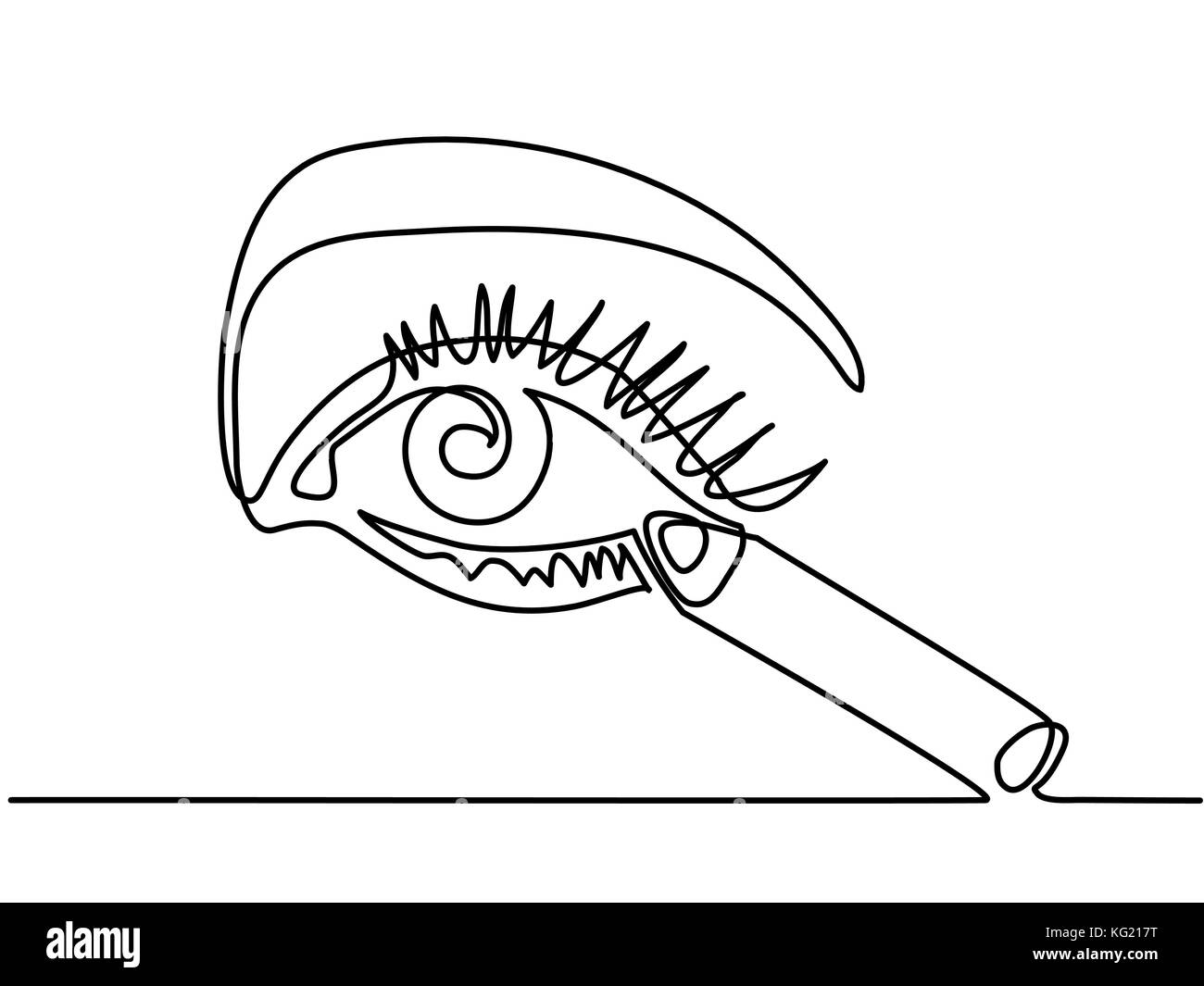 Durchgehende Linie zeichnen. Frau Eye Make up. Vector Illustration Stock Vektor
