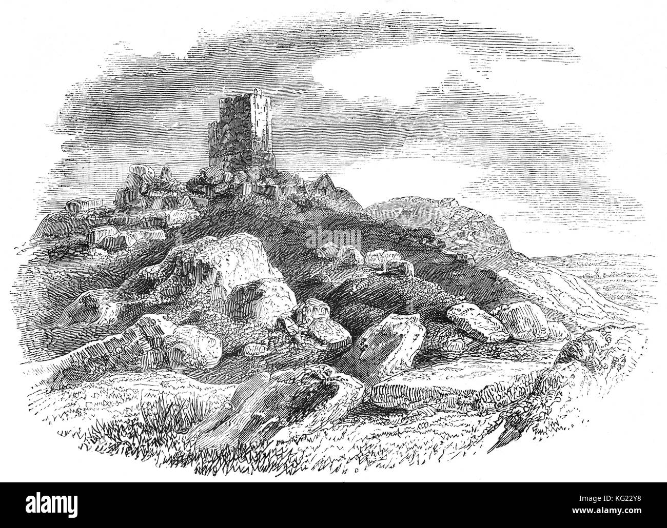 Carn Brea Castle ist ein aus dem 14. Jahrhundert Granit Gebäude aus Stein, die weitgehend im 18. Jahrhundert umgebaut wurde. als Jagdschloss im Stil einer Burg Lodge. Carnkie, Redruth, Cornwall, England Stockfoto