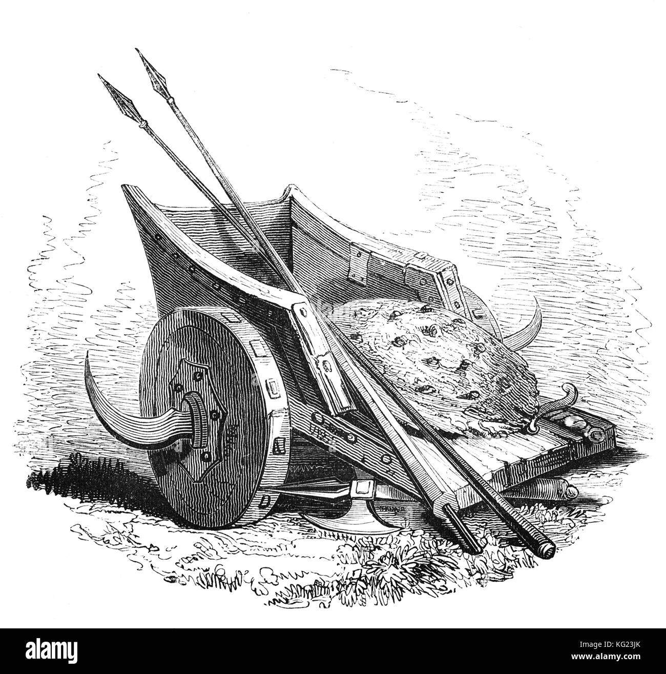 Ein britischer Krieg Wagen, daß eine sehr wirksame Waffe während der römischen Invasion erwiesen. 1. Jahrhundert v. Chr.: England Stockfoto