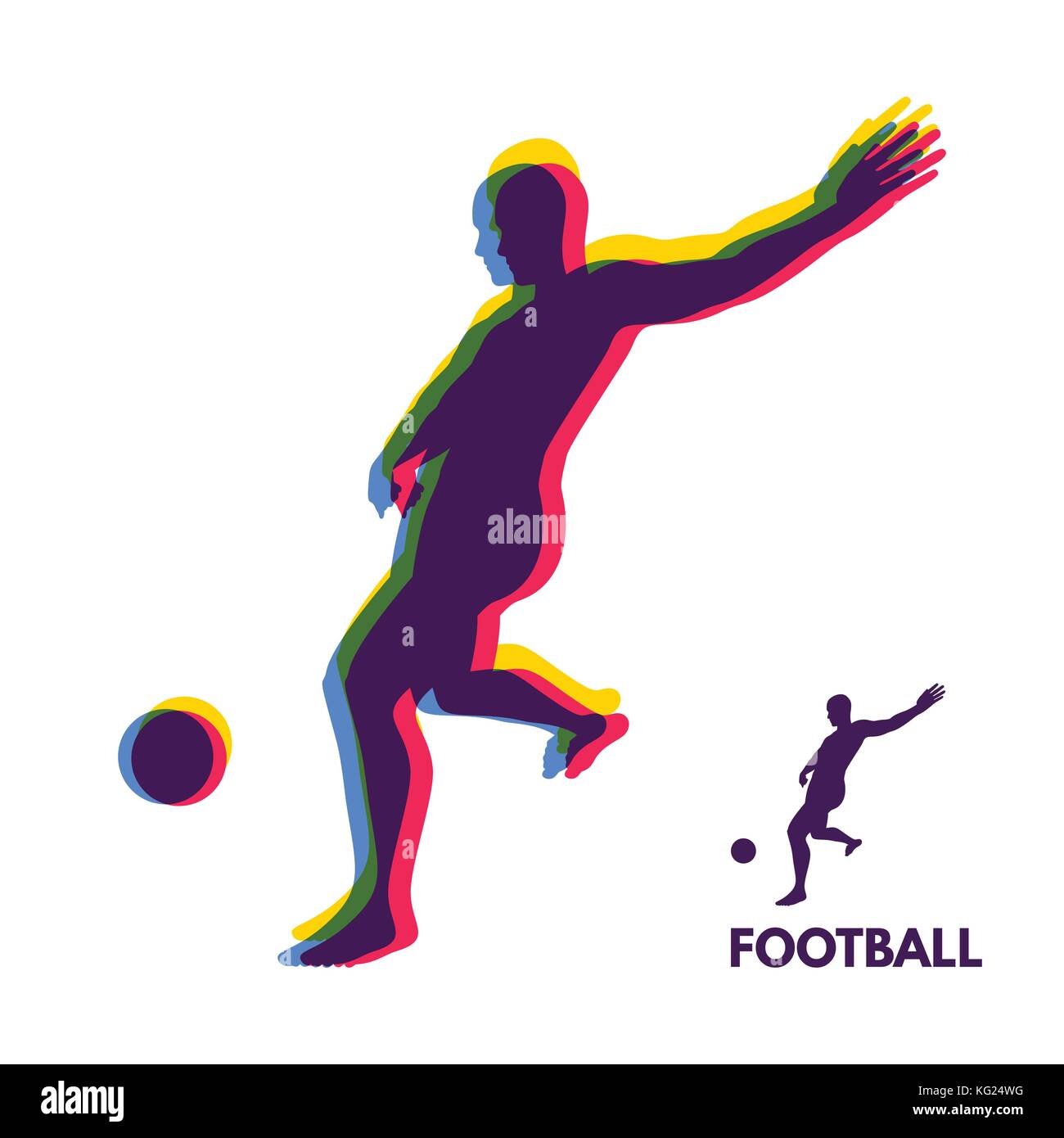 Fußballspieler mit Ball Sport Konzept. design Element. Vector Illustration. sport-Symbol. Stock Vektor