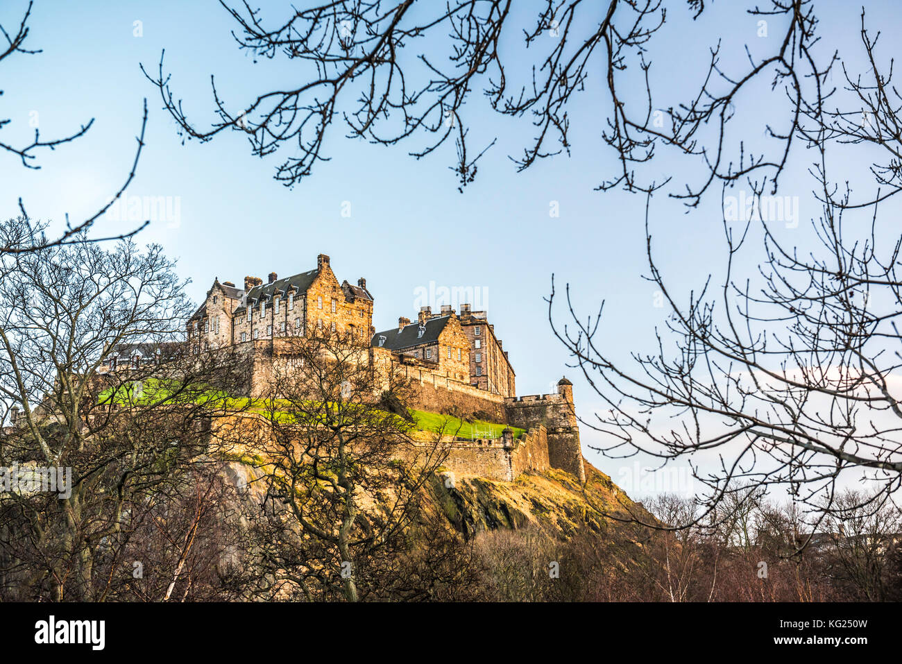 Edinburgh Castle bei Sonnenuntergang, UNESCO-Weltkulturerbe, Edinburgh, Schottland, Großbritannien, Europa Stockfoto