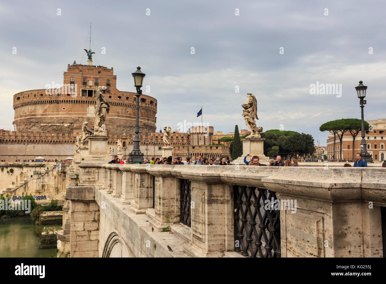 Ponte Sant'Angelo und Castel Sant'Angelo, Vatikanstadt, Historisches Zentrum, Rom, UNESCO-Weltkulturerbe, Latium, Italien, Europa Stockfoto