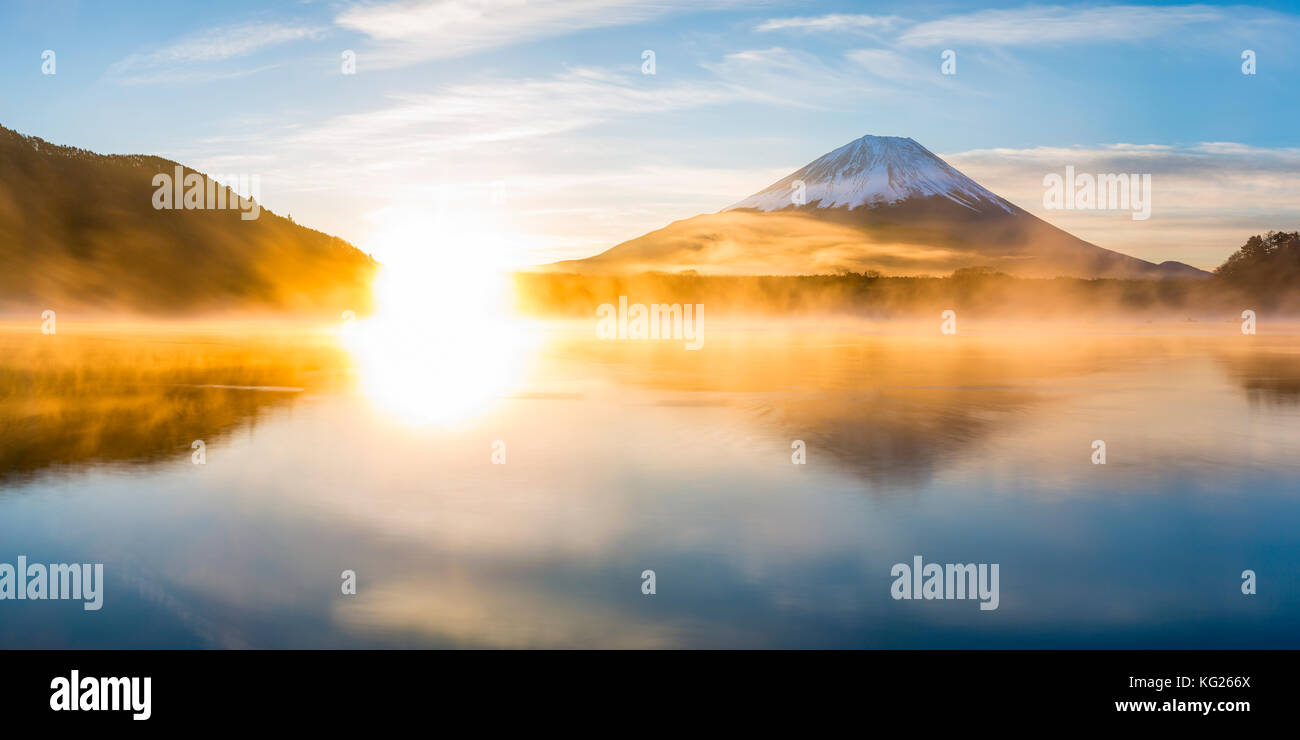 Lake Shoji und Mount Fuji, Fuji hazone izu Nationalpark, Japan, Asien Stockfoto