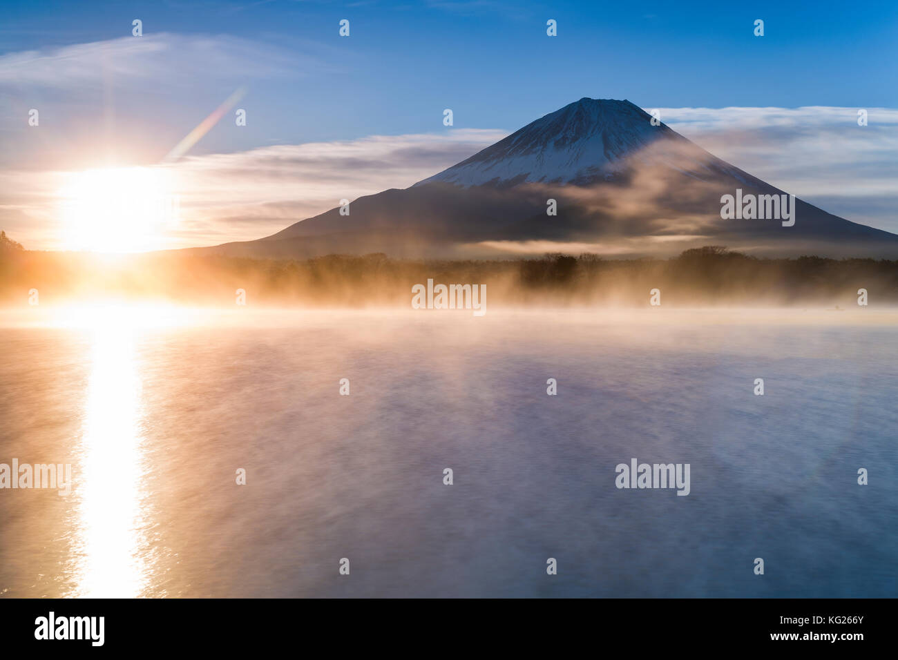 Lake Shoji und Mount Fuji, Fuji hazone izu Nationalpark, Japan, Asien Stockfoto
