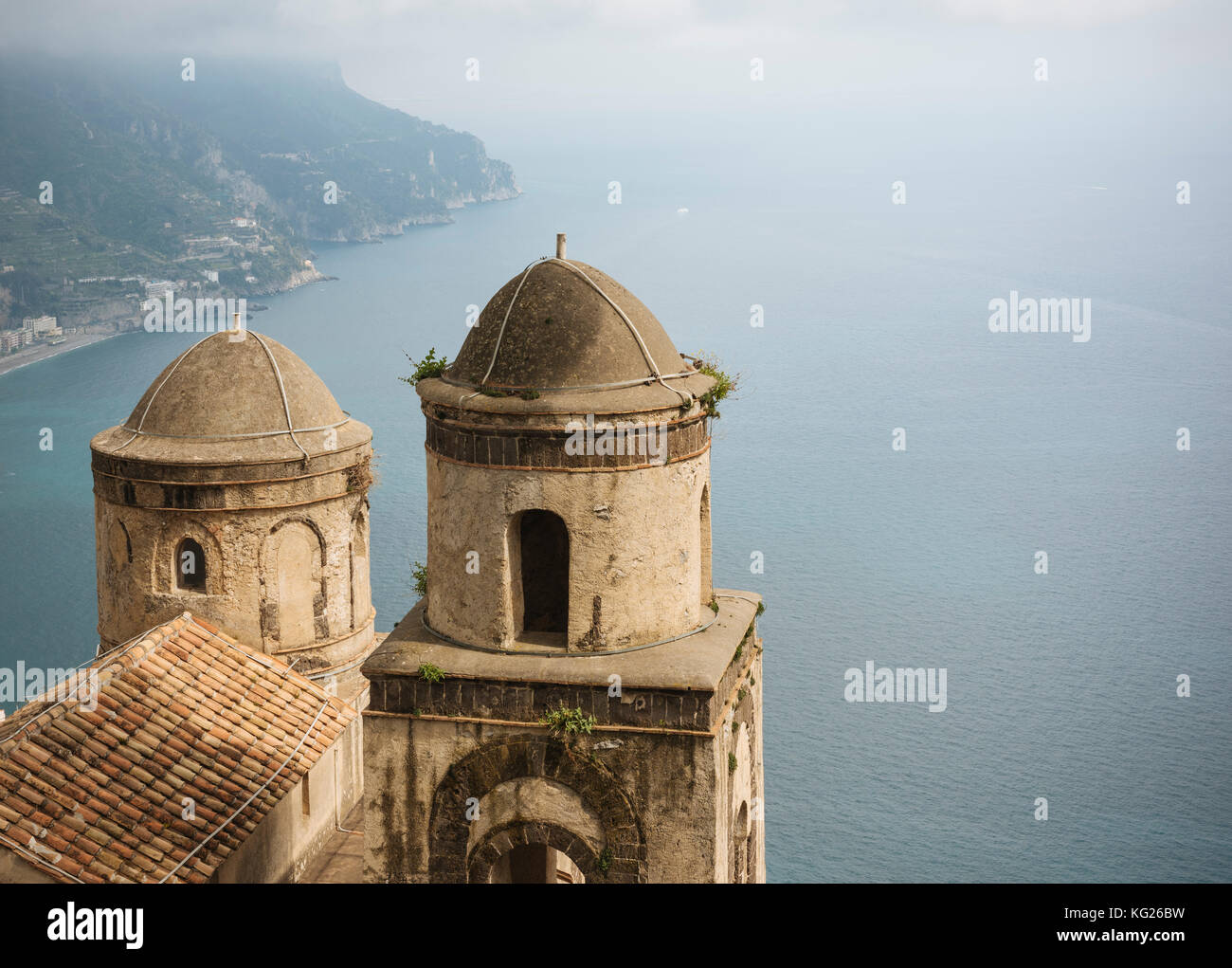 Blick von Villa Rufolo, Ravello, Amalfiküste, UNESCO-Weltkulturerbe, Kampanien, Italien, Europa Stockfoto