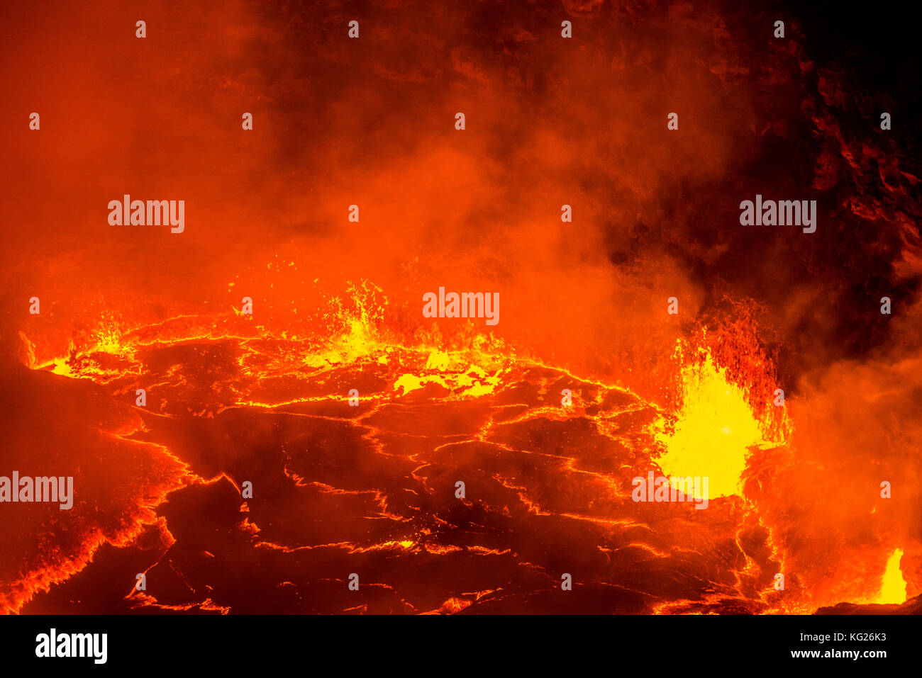 Sehr aktiven Lavasee des Erta Ale Vulkan, Danakil Depression, Äthiopien, Afrika Stockfoto