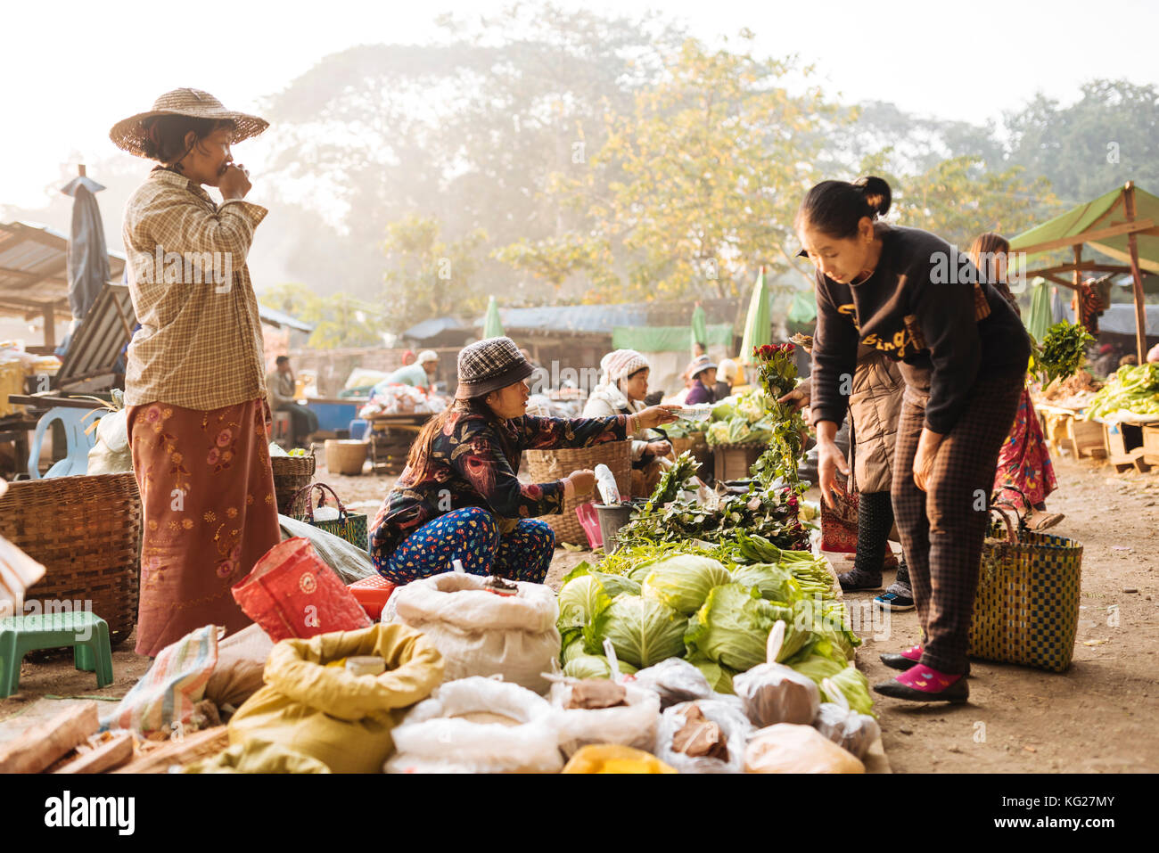 Hsipaw Morgen Markt, hsipaw, Shan Staat, Myanmar (Birma), Asien Stockfoto