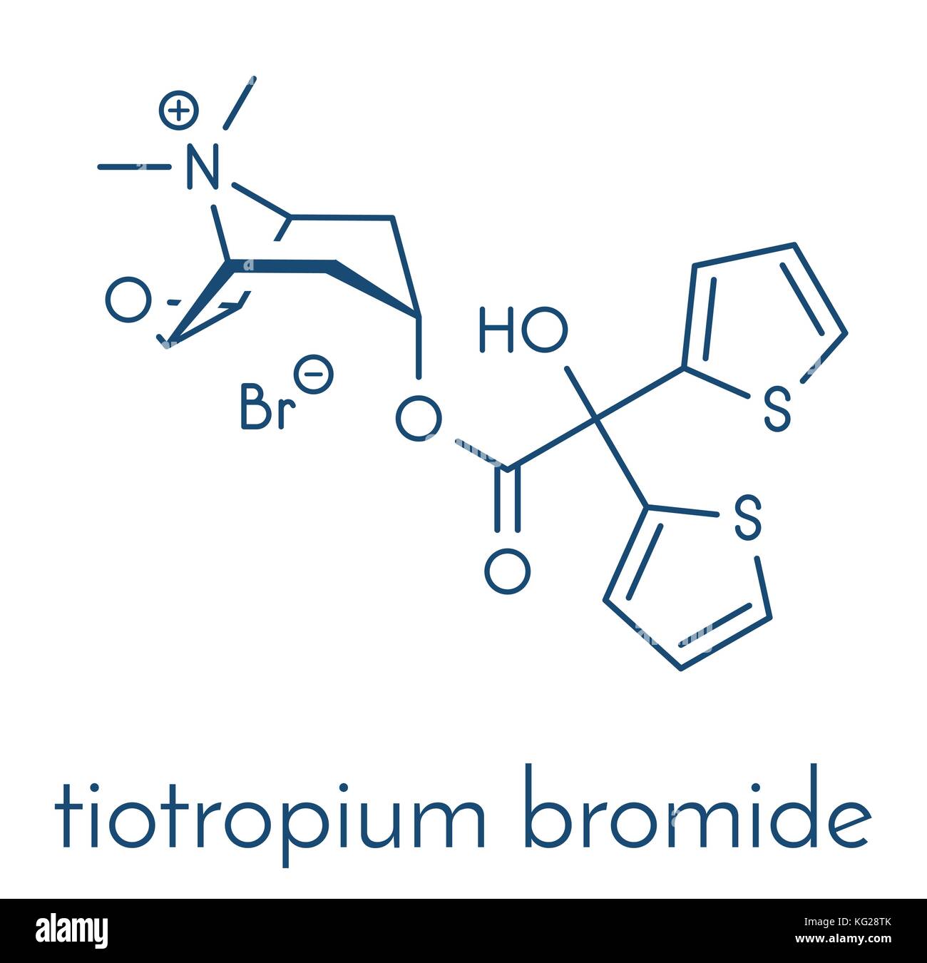 Tiotropium Methylbromid chronisch obstruktive Lungenerkrankung (COPD) Droge Molekül. Skelettmuskulatur Formel. Stock Vektor