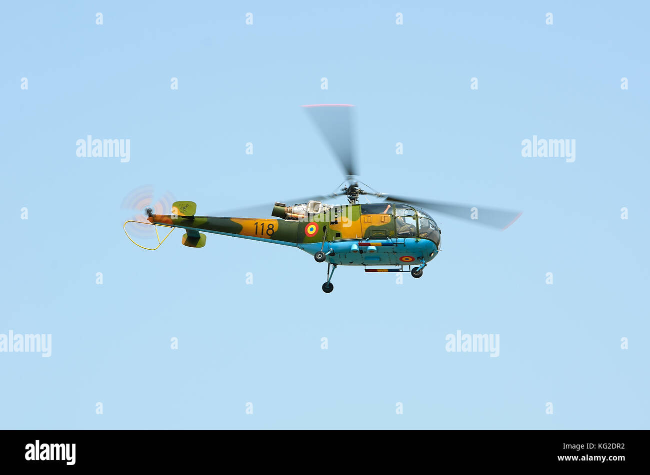 Rumänische IAR316 Alouette fliegt auf BIAS Stockfoto