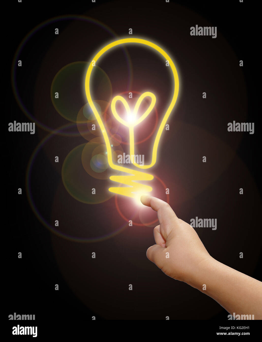 Hand mit Glühlampe, Idee, Konzept Stockfoto