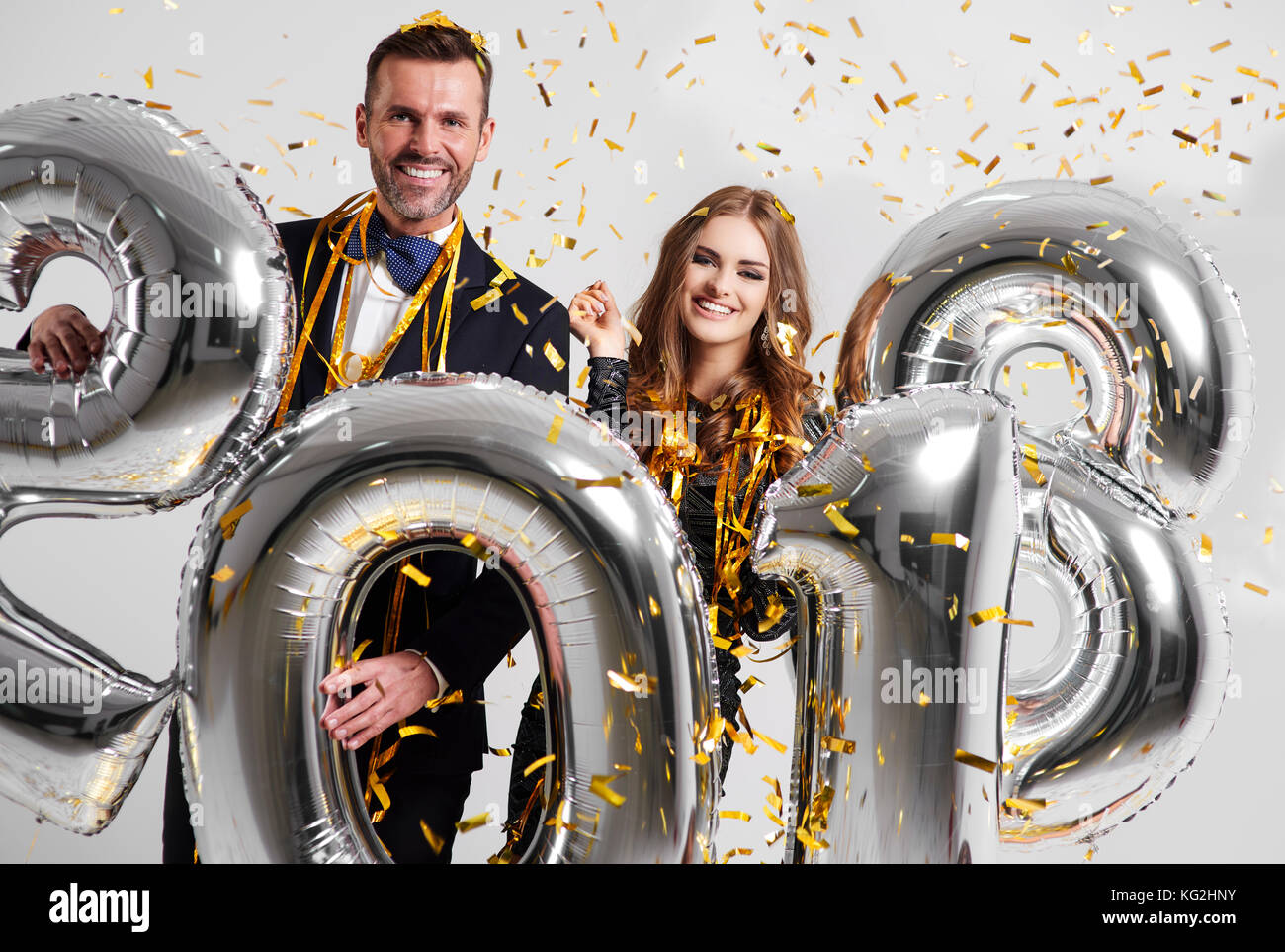 Freundliche paar Neujahrsgruß Stockfoto