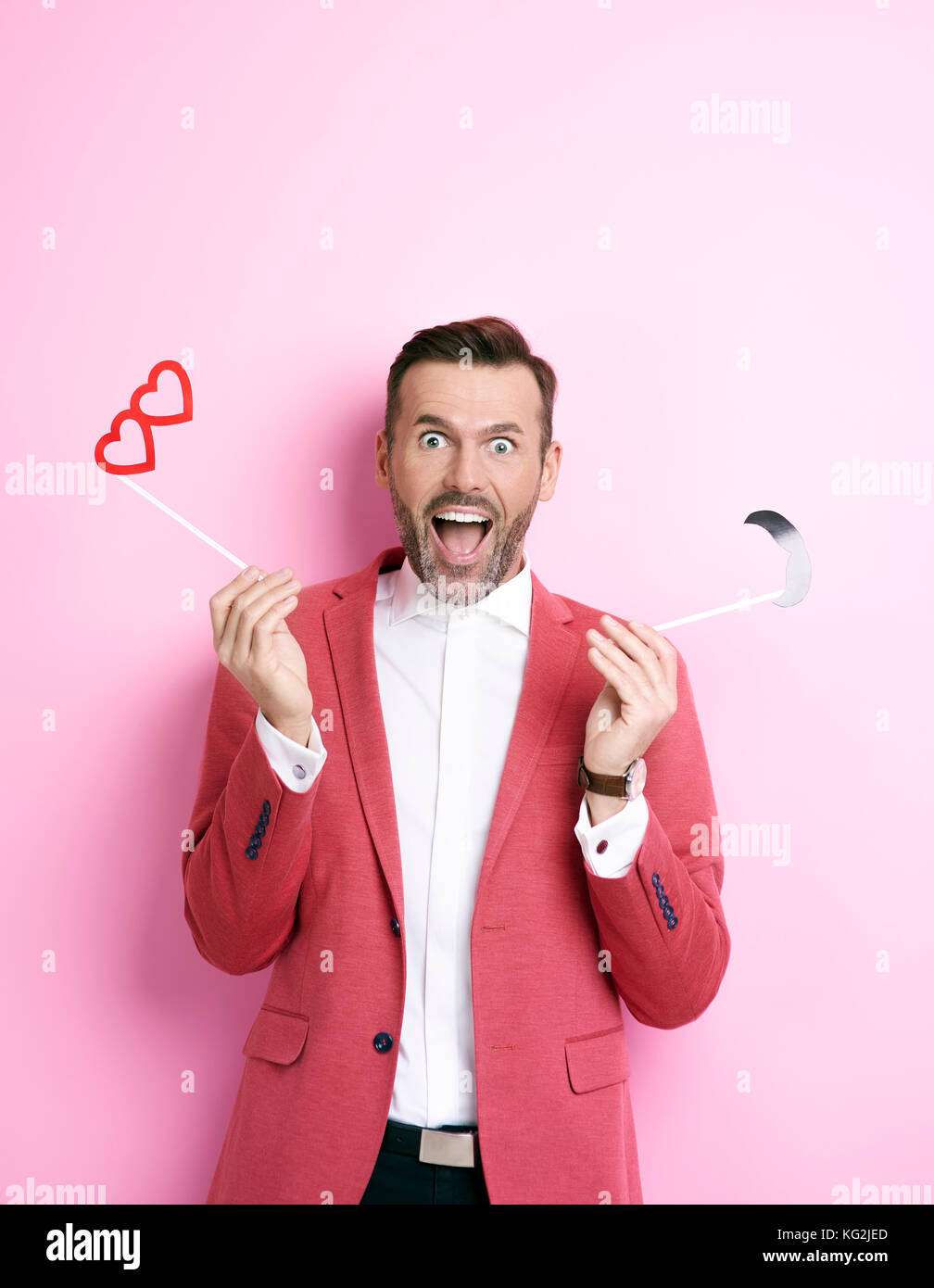 Schreienden Mann, Valentine Monokel Stockfoto
