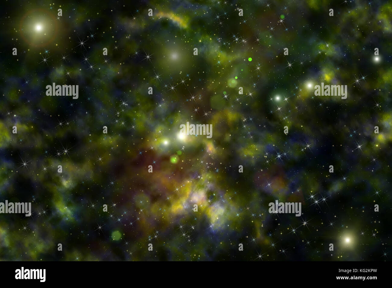 Farbenfrohe abstrakte Helle gesprenkelter Hintergrund von Deep Space mit Nebel und Sterne Stockfoto