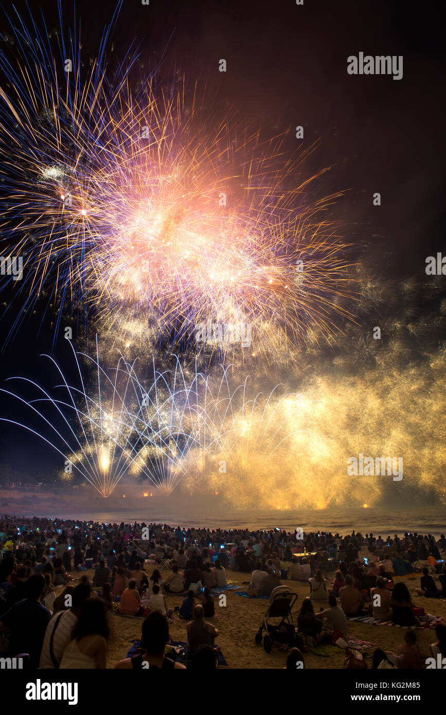 Feuerwerk von Tarragona (Tarragona / Costa Dorada / Katalonien) Stockfoto