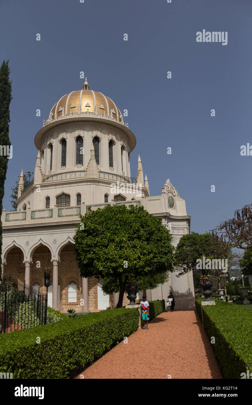 Bahai-gärten in Haifa und Templer Ruinen in Akko, Israel Stockfoto