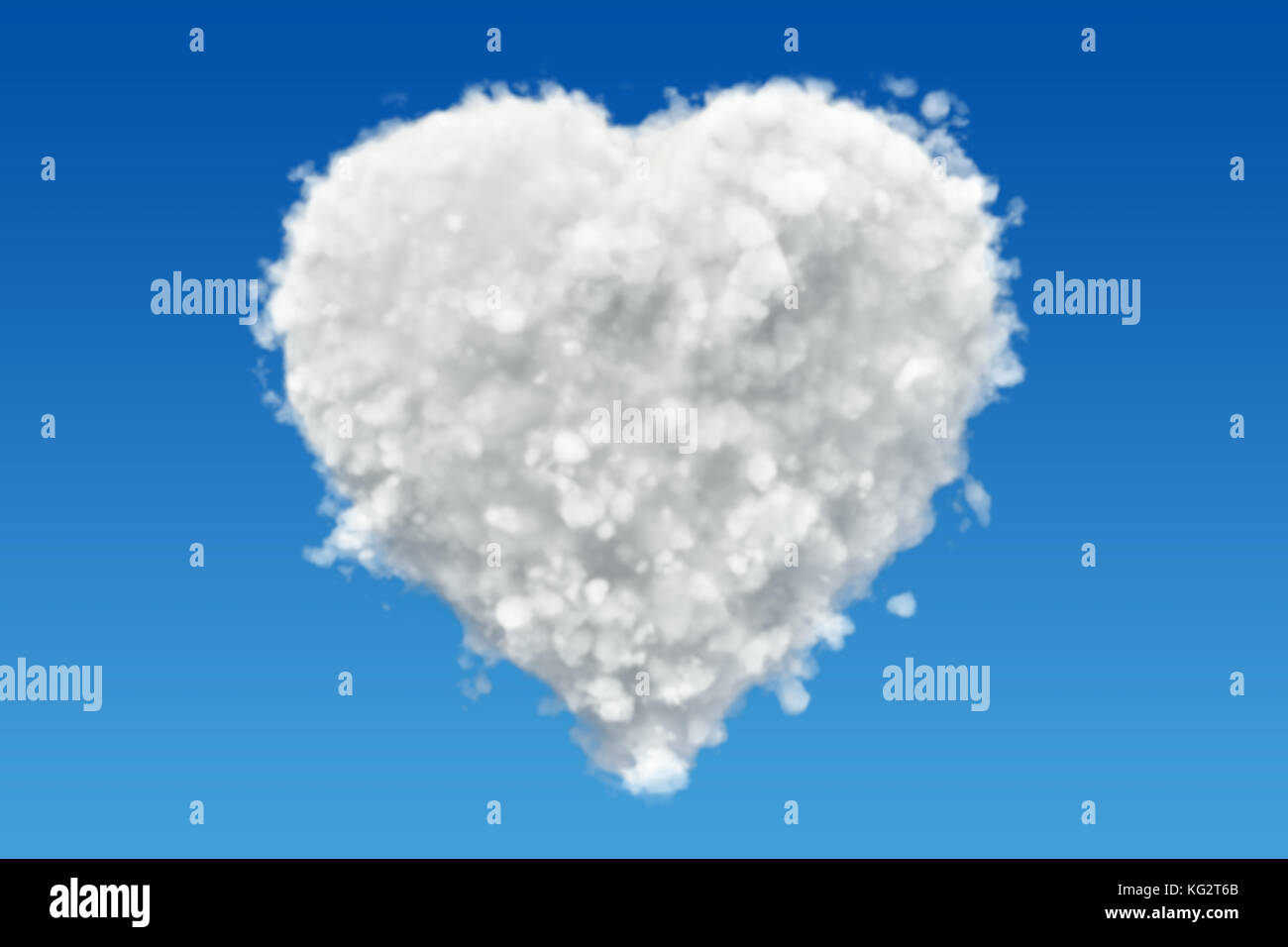 Herz aus Wolken am Himmel, 3D-Rendering Stockfoto