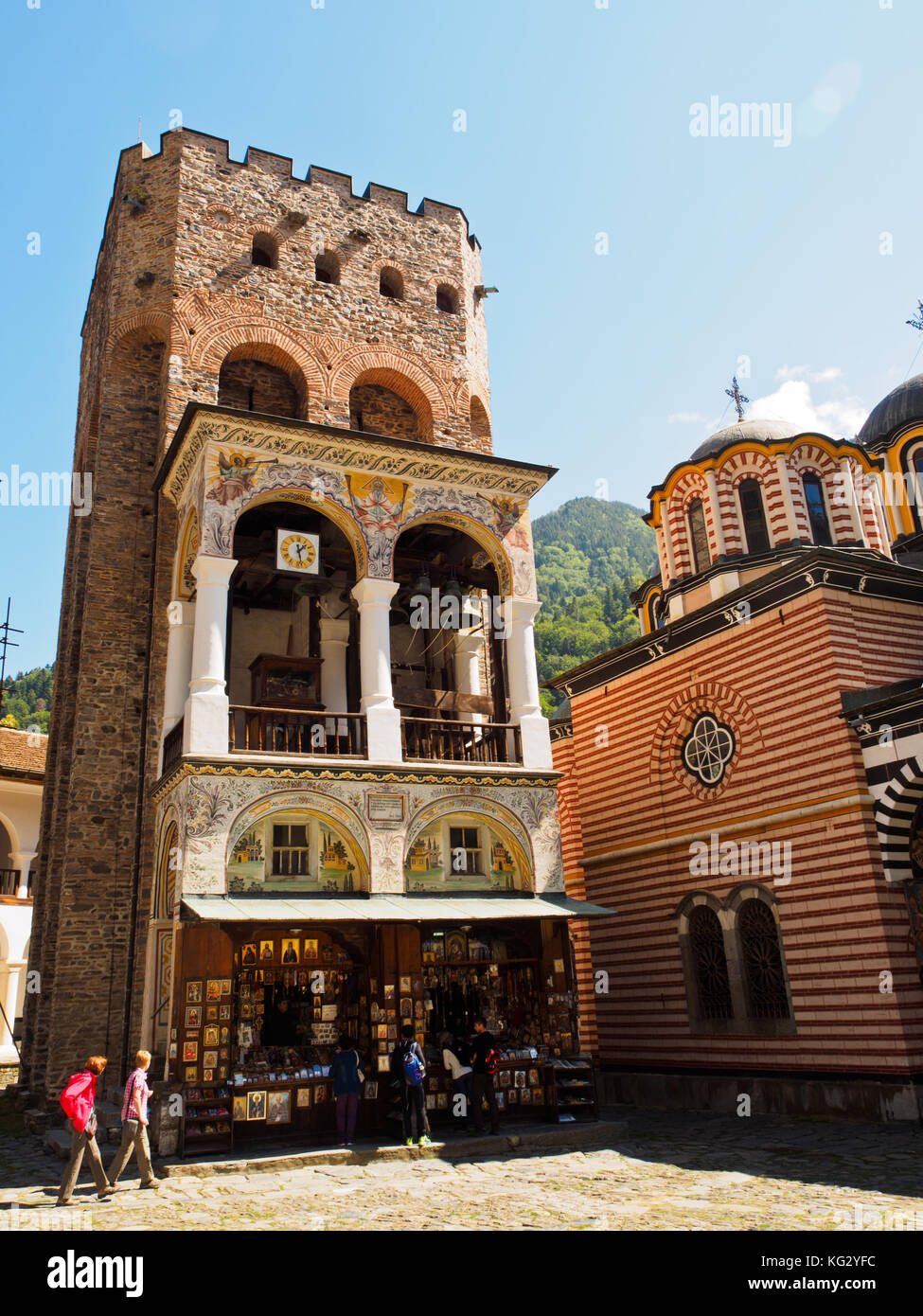 Der Souvenirladen auf dem Gelände des Klosters, Rila Kloster Stockfoto
