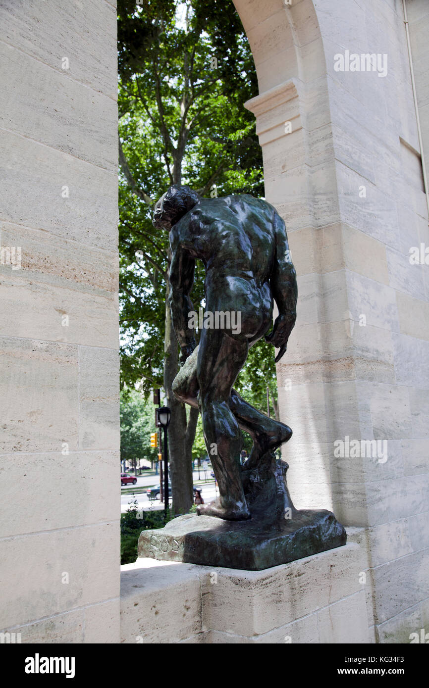 Adam Skulptur von Rodin an Rodin Museum in Philadelphia - USA Stockfoto