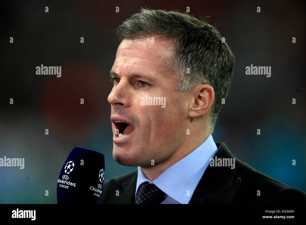 Jamie Carragher während der UEFA Champions League, Gruppe H Spiel im Wembley Stadium, London. DRÜCKEN Sie VERBANDSFOTO. Bilddatum: Mittwoch, 1. November 2017. Siehe PA Geschichte FUSSBALL Tottenham. Bildnachweis sollte lauten: Mike Egerton/PA Wire Stockfoto