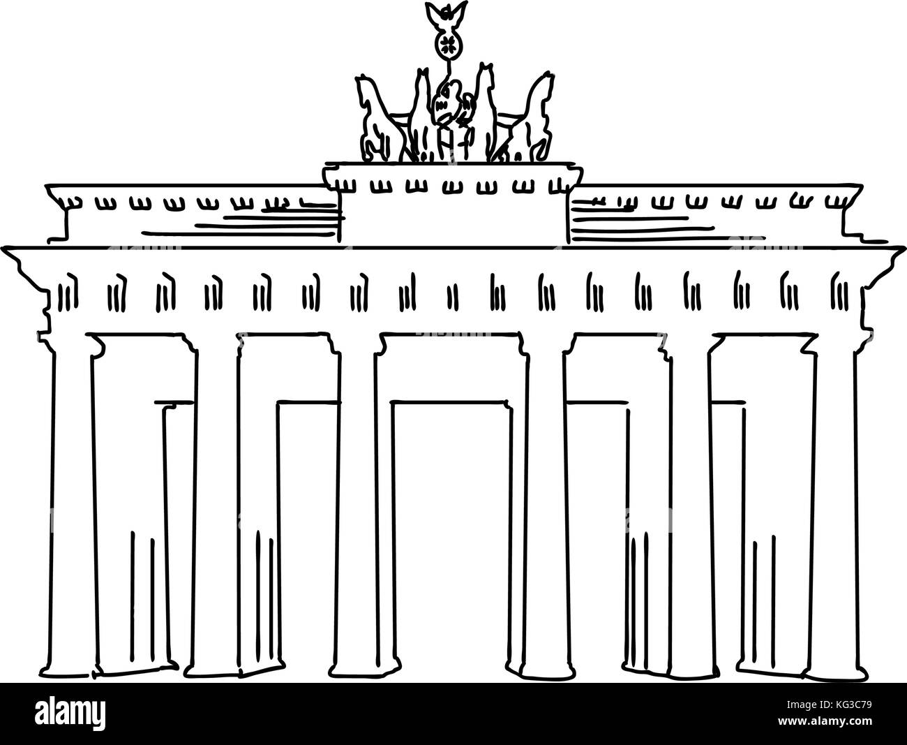 Berlin, Deutschland berühmte Reisen Skizze. Lineart Zeichnung von Hand. Grußkarte Design, Vektor, Abbildung Stock Vektor