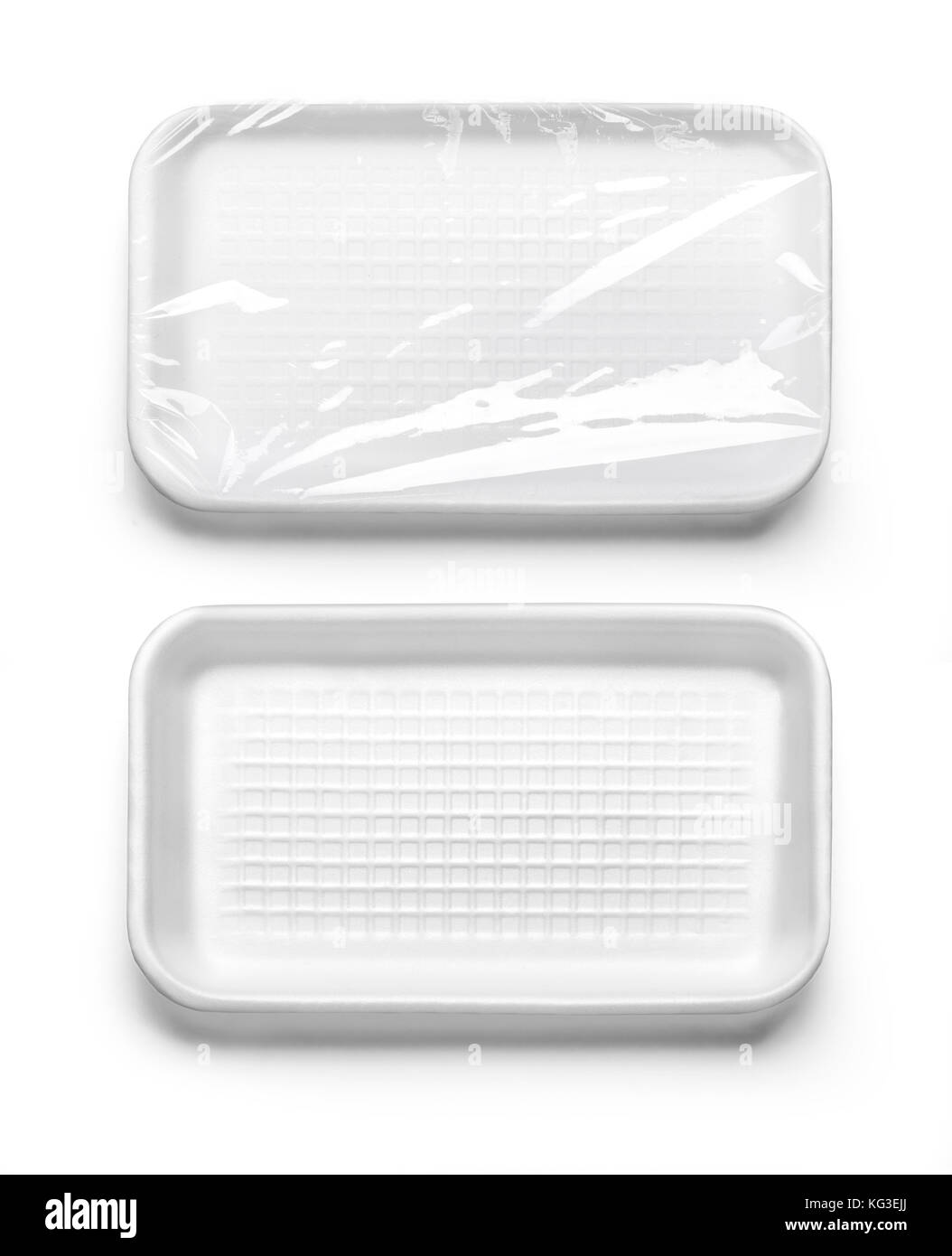 Kunststoff Food Box Set auf weißem Hintergrund mit Freistellungspfad isoliert Stockfoto