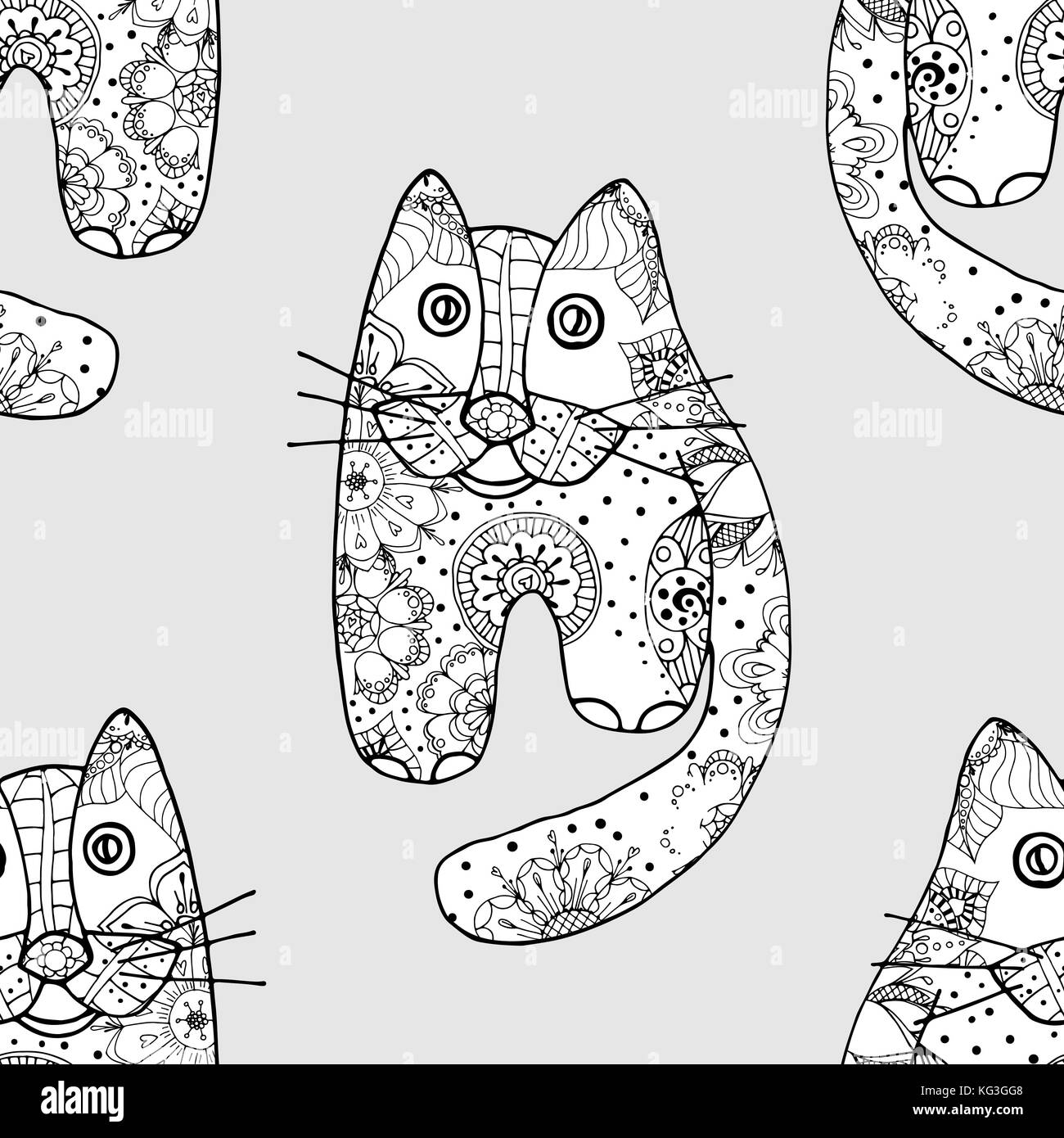Nahtlose Muster mit niedlichen Katzen, Vektor, Abbildung Stock Vektor